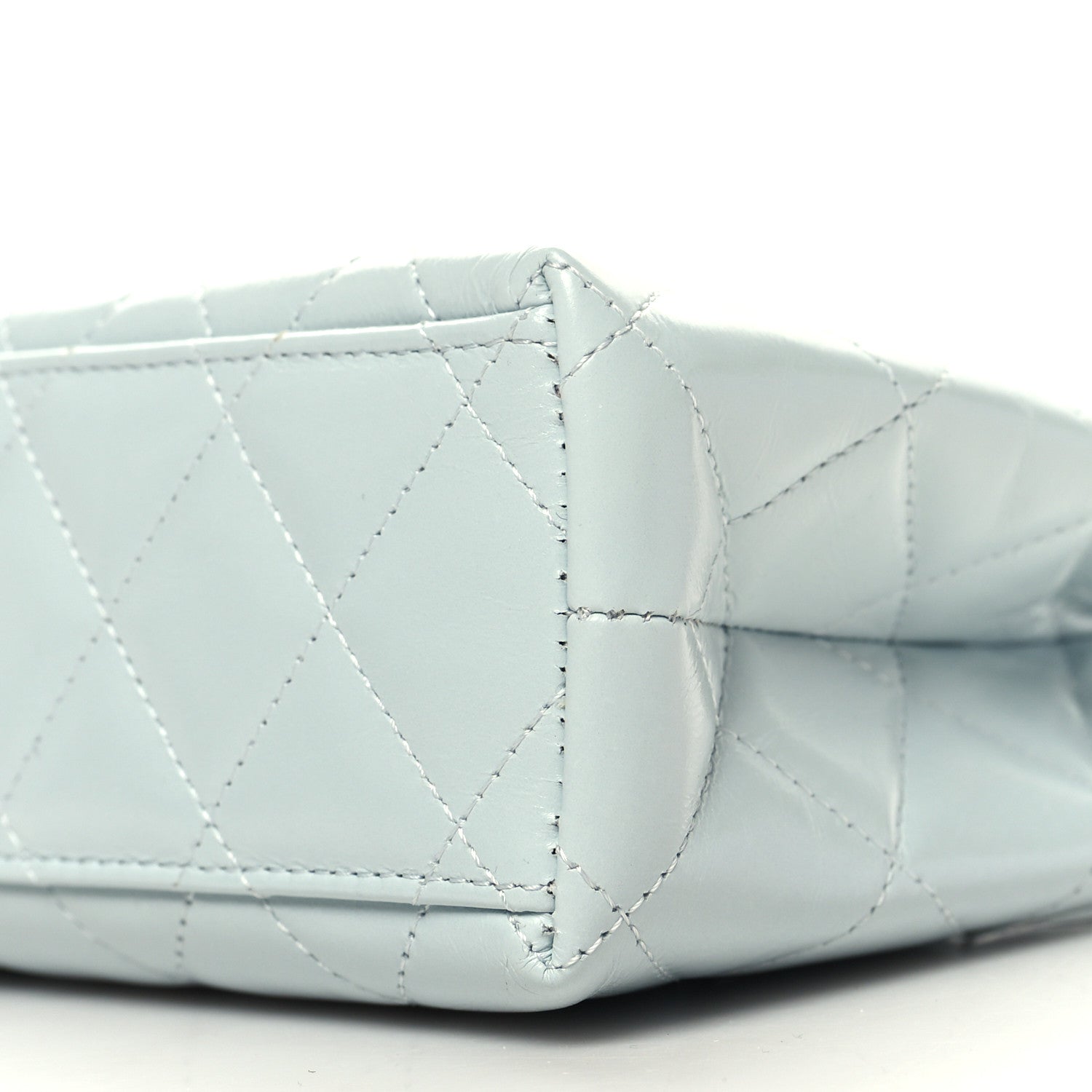 Chanel Shiny Aged Calfskin Quilted Nano Kelly Shopper Light Blue 10 of 11