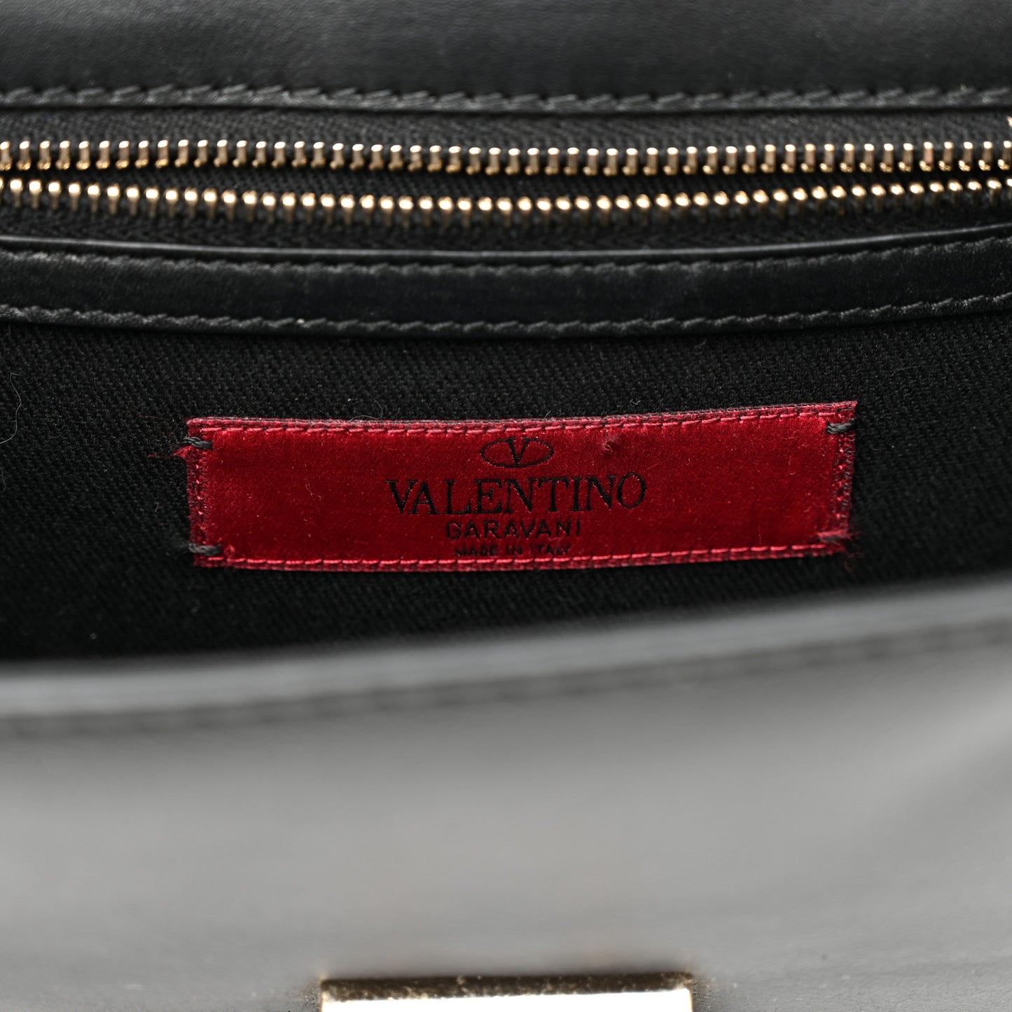 Vitello Small Glam Lock Rockstud Flap Black
