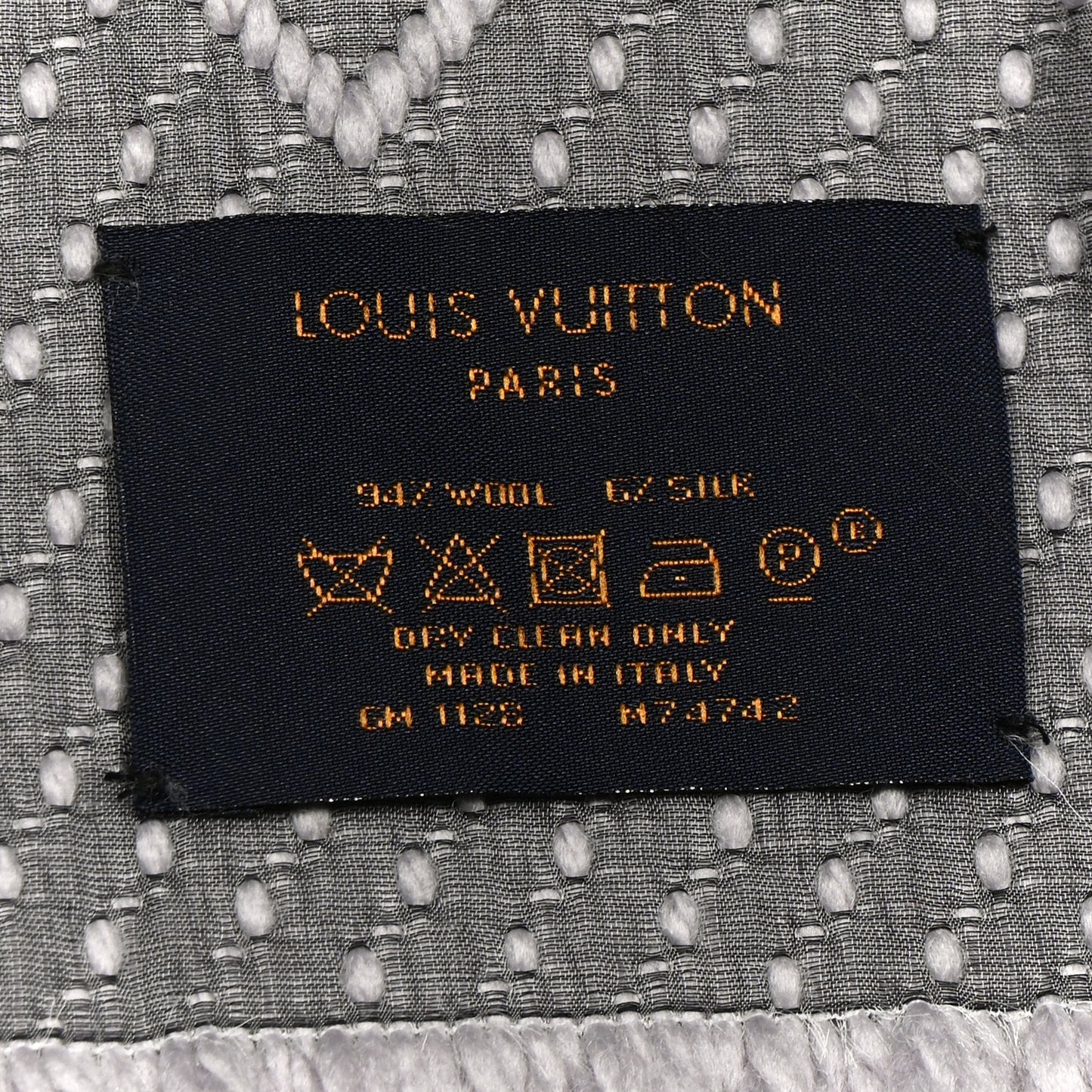 Wool Silk Logomania Scarf Pearl Grey