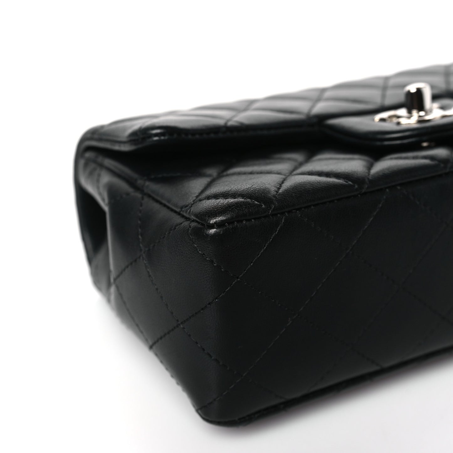 Lambskin Quilted Mini Rectangular Flap Black