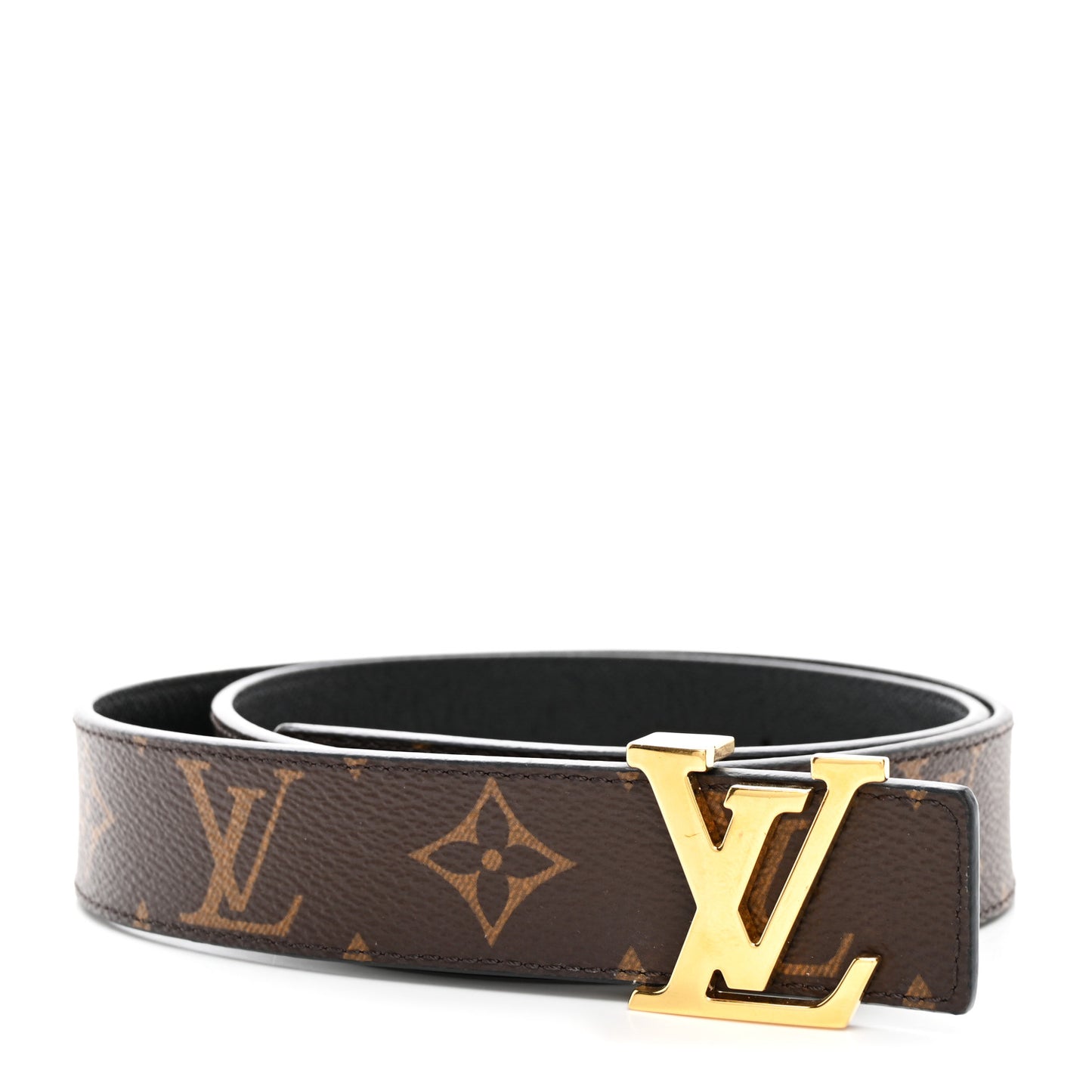 Calfskin Monogram 30mm LV Initiales Reversible Belt 75 30 Black