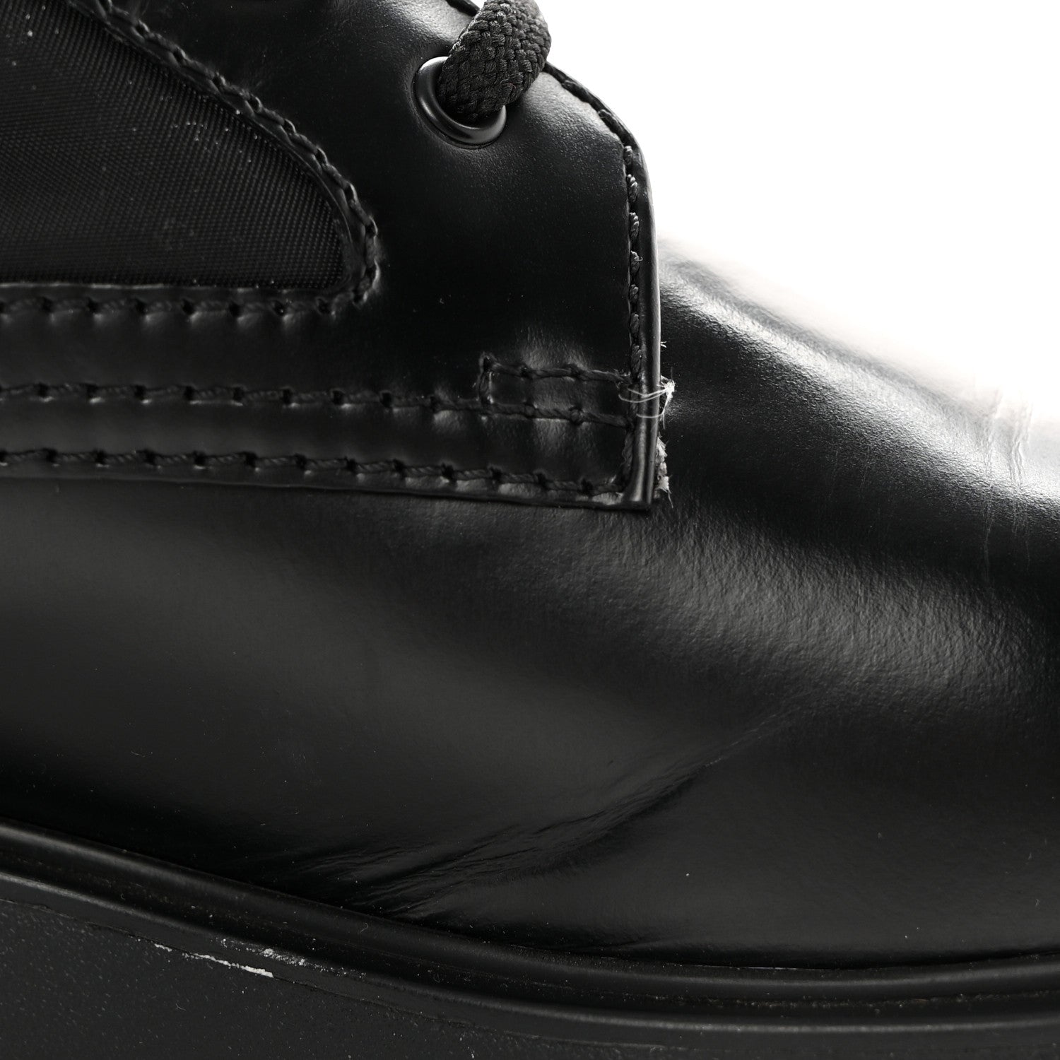 Prada Spazzolato Rois Nylon Metal Triangle Logo Monolith Pouch Pocket 55mm Boots 40 Black 9 of 16