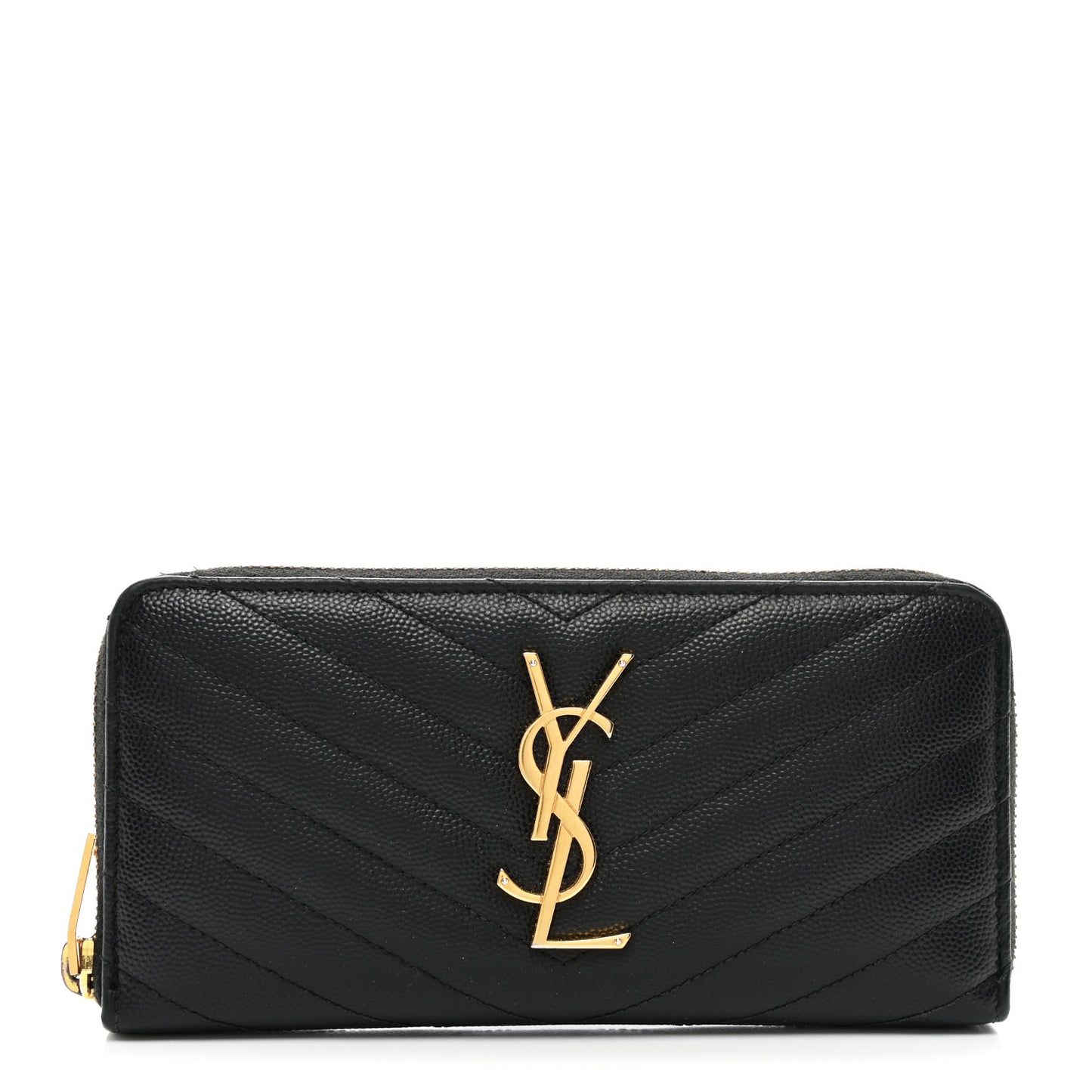 Grain De Poudre Matelasse Chevron Monogram Zip Around Wallet Black