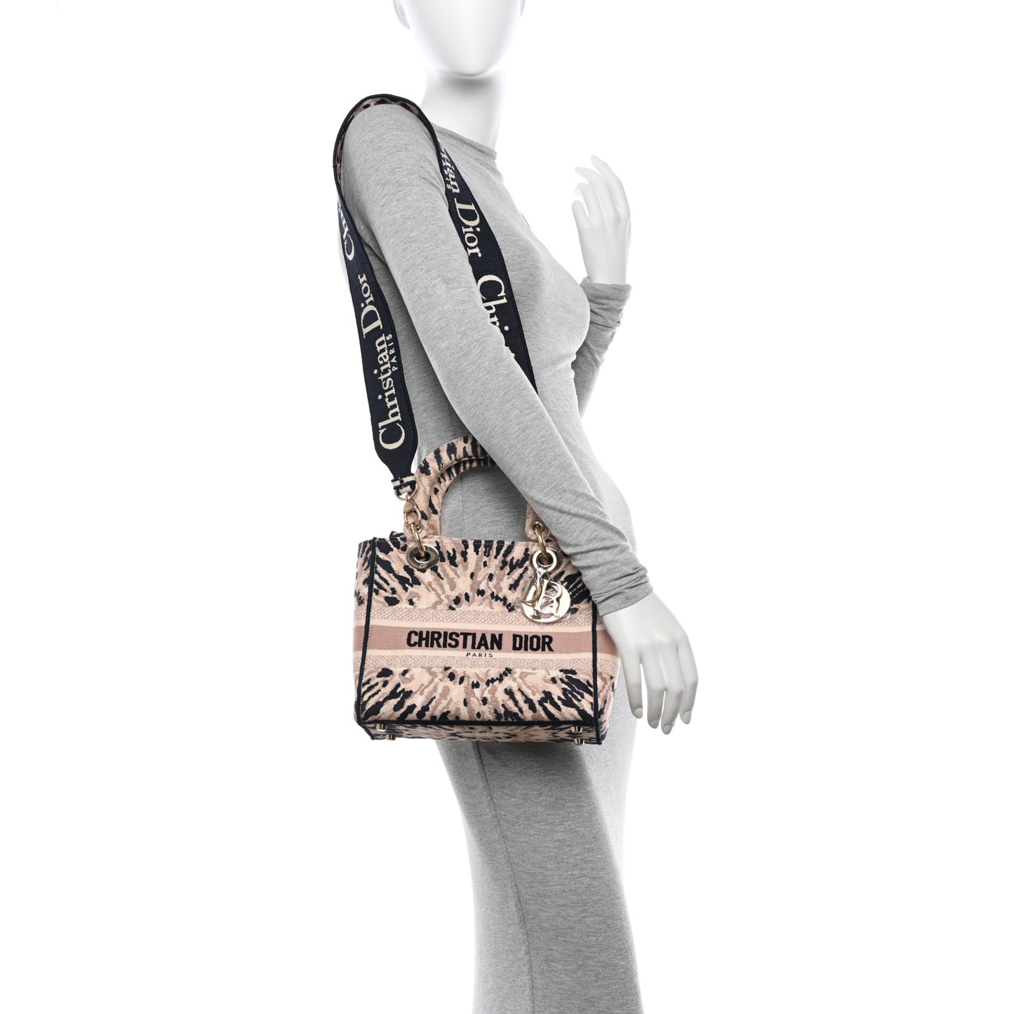 CHRISTIAN DIOR Canvas Embroidered Medium Tie And Dior Lady D-Light