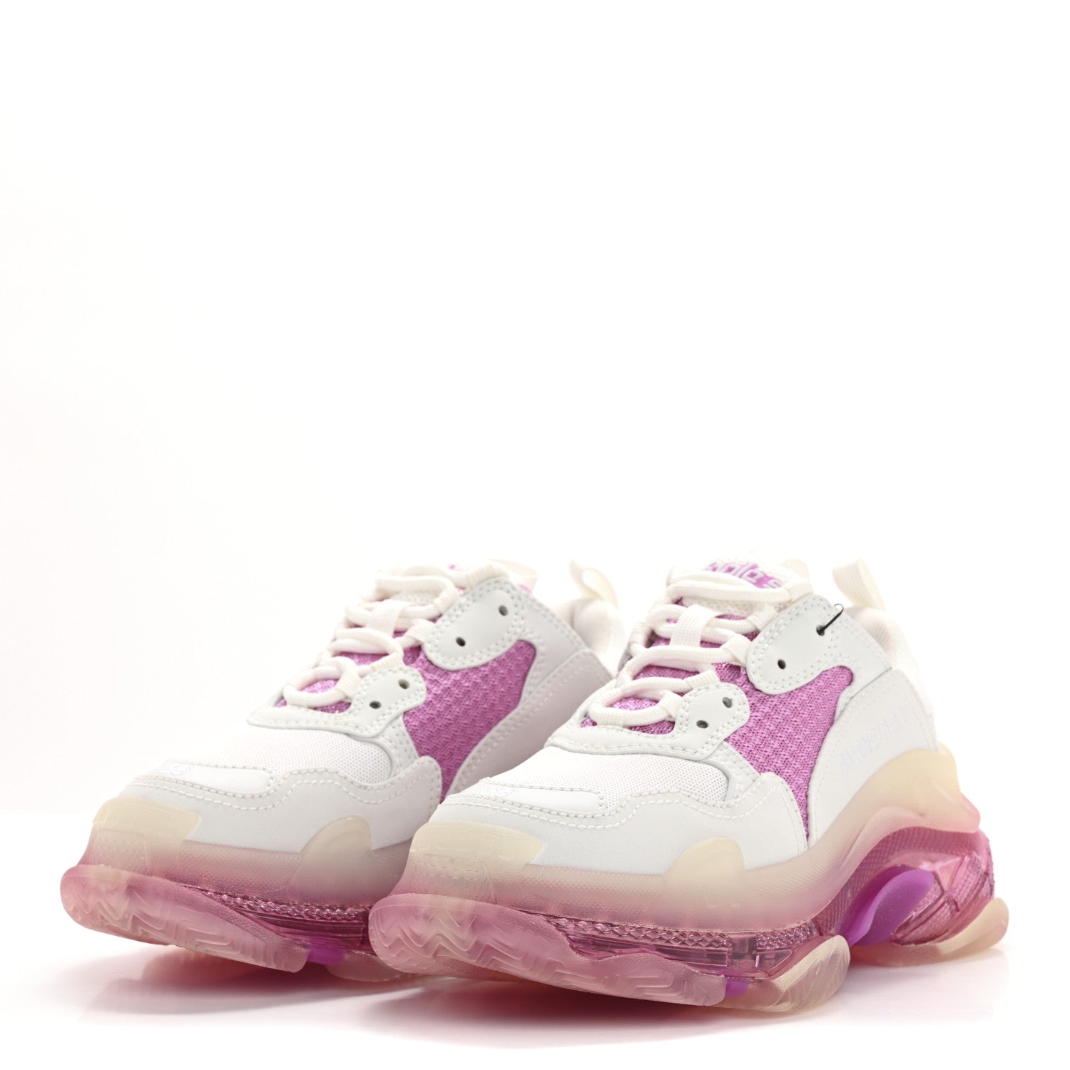 Balenciaga Fabric Mesh Clear Sole Womens Triple S Sneakers 36 White Pink 4 of 9