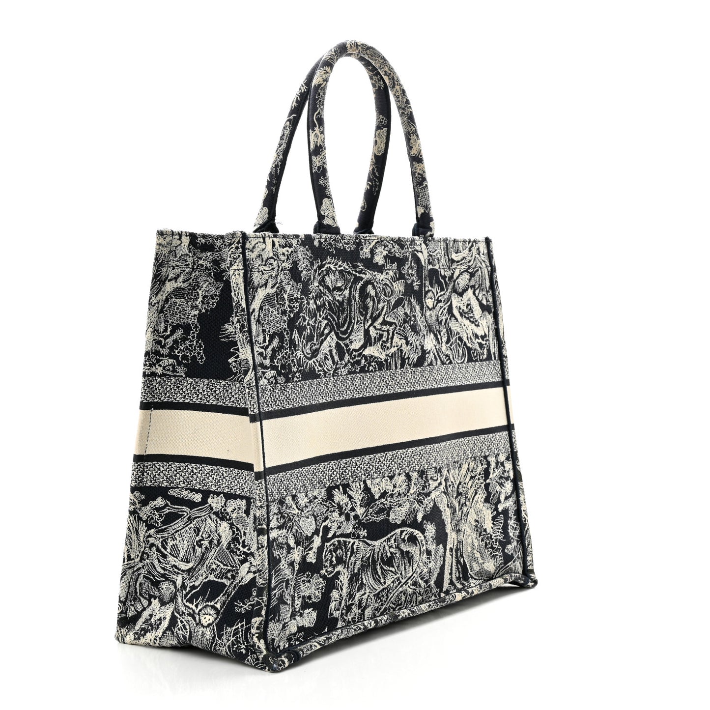 Canvas Embroidered Large Dioriviera Toile De Jouy Reverse Book Tote Blue