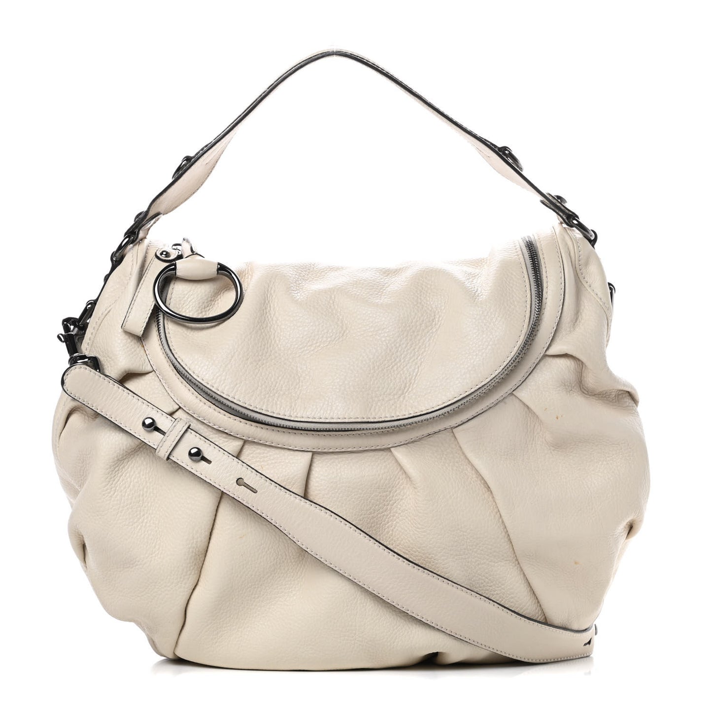 Pebbled Calfskin Medium Icon Bit Shoulder Bag Ivory