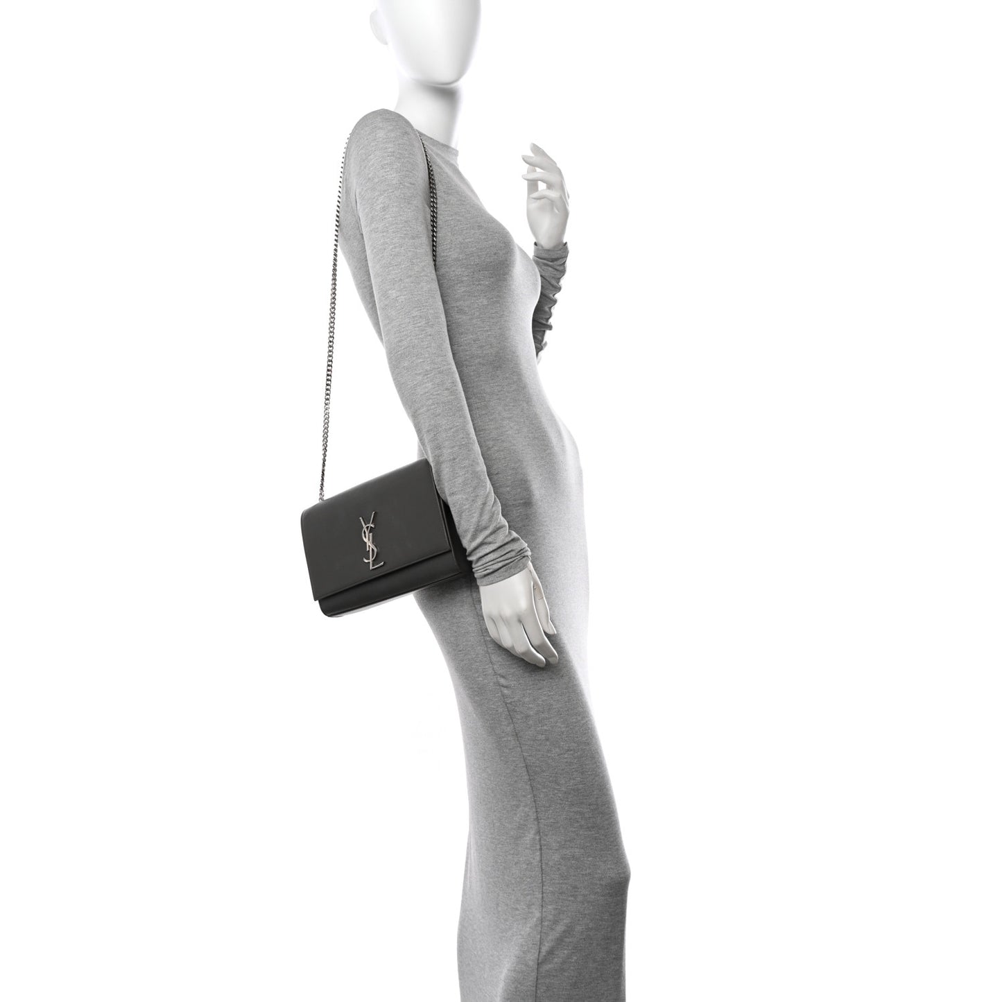 Grain De Poudre Medium Classic Monogram Kate Satchel Earth Grey