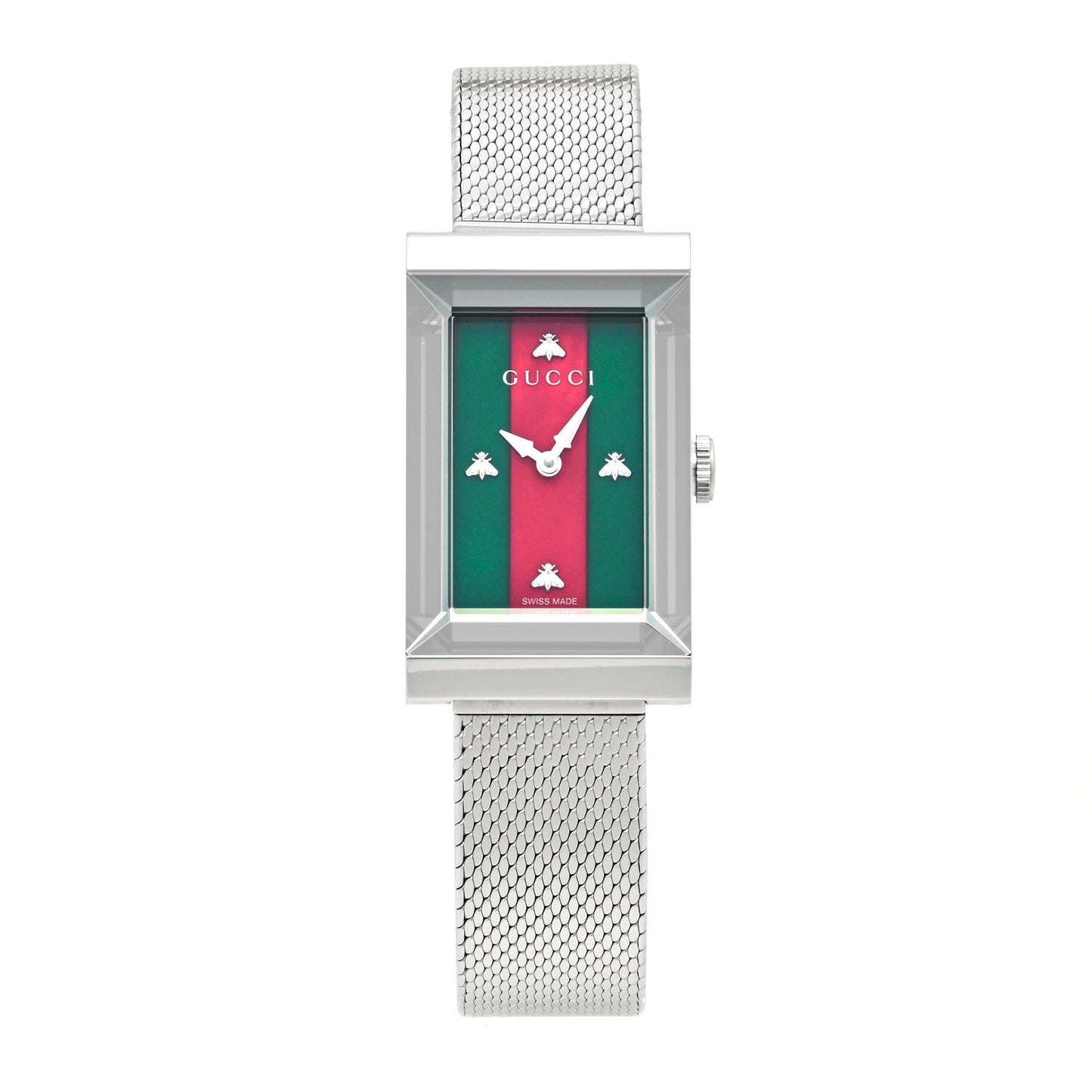 Stainless Steel Mother of Pearl 21mm Web G-Frame Mesh Quartz Watch Green