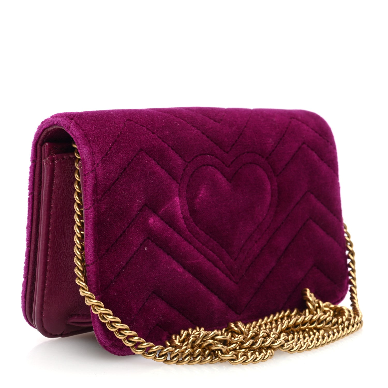 Gucci Velvet Matelasse GG Marmont Mini Bag Fuchsia Violet Cyclamen 3 of 9