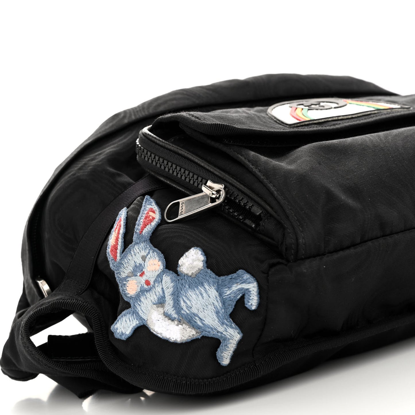 Nylon Retro Patch Convertible Belt Bag Black