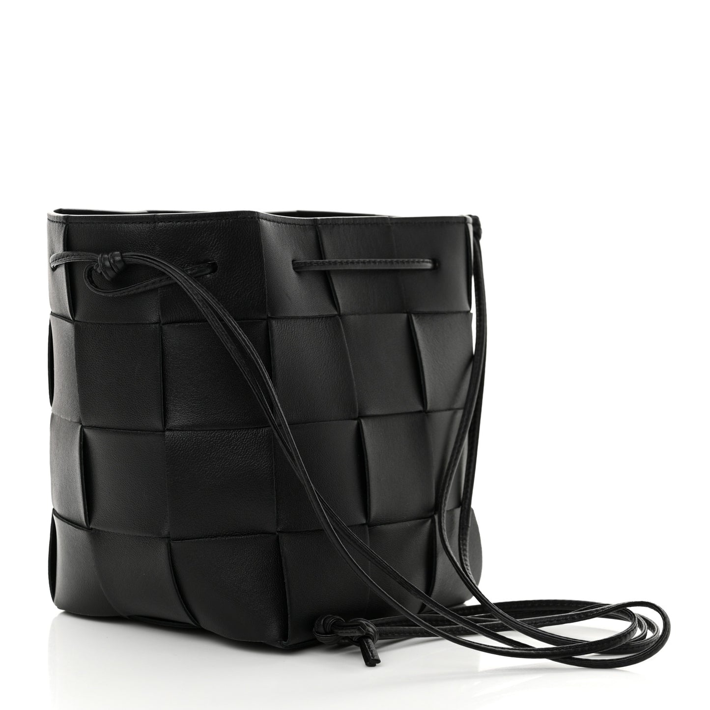 Lambskin Intreccio Small Crossbody Bucket Bag Fondant