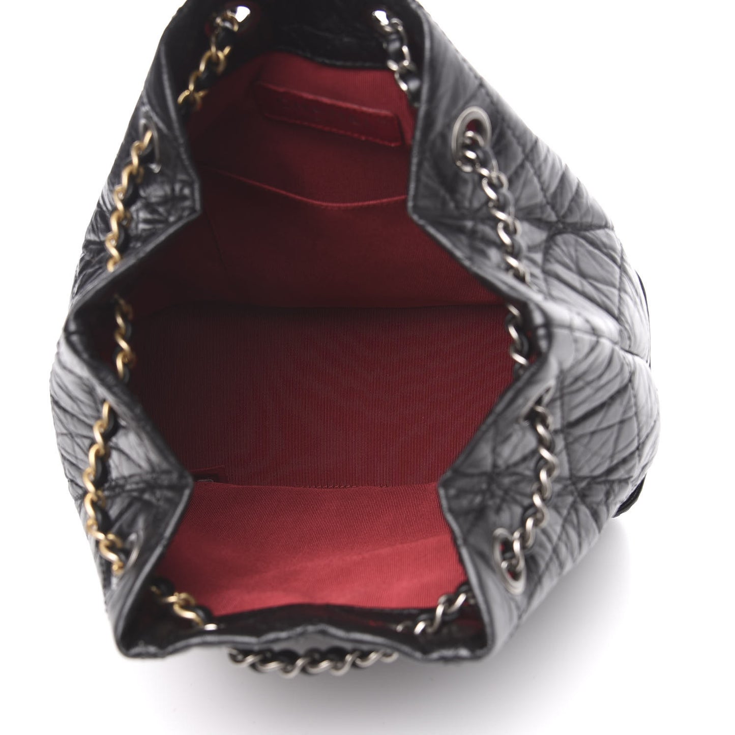 Aged Calfskin Quilted Small Gabrielle Backpack Black