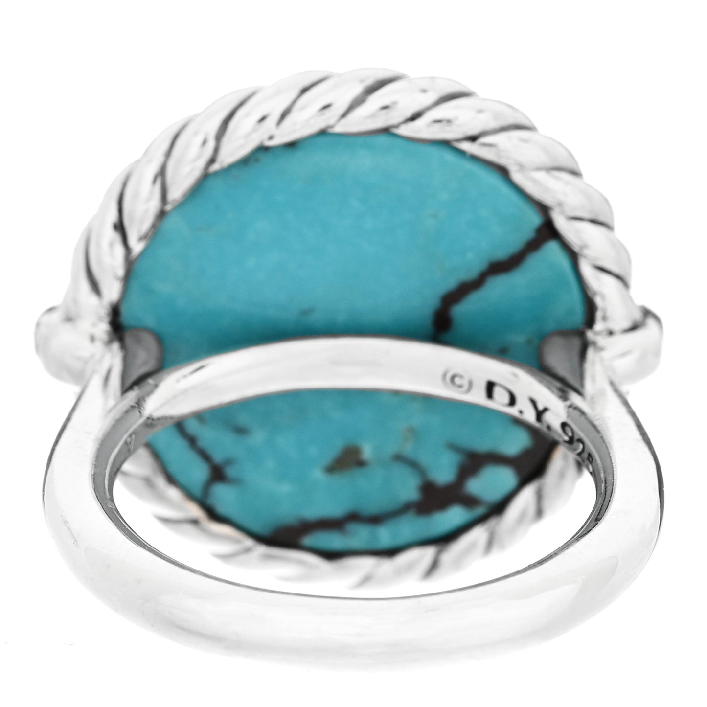 Sterling Silver Diamond Turquoise 18mm DY Elements Ring 53 6.5