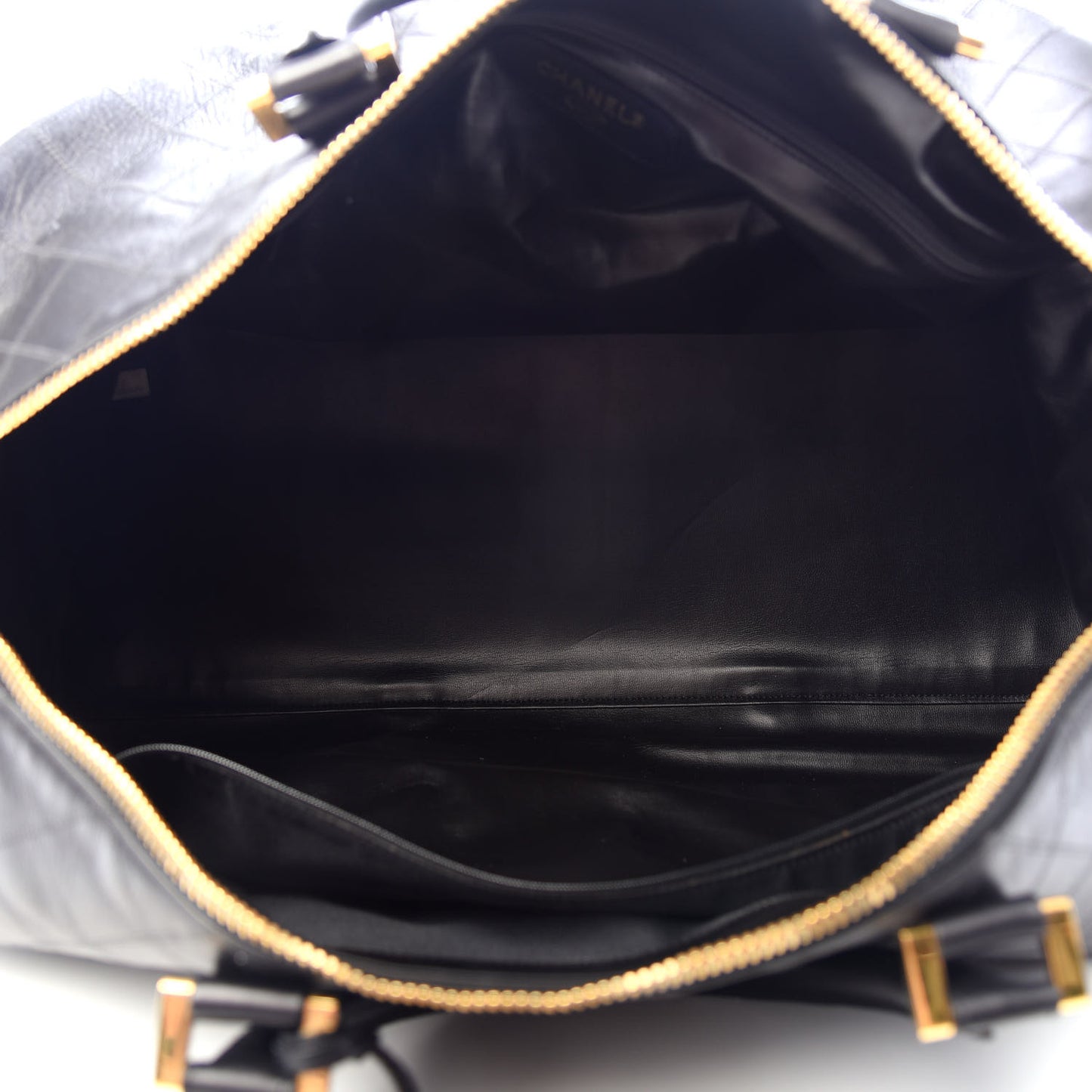 Calfskin Diamond Stitched Duffle Bag Black
