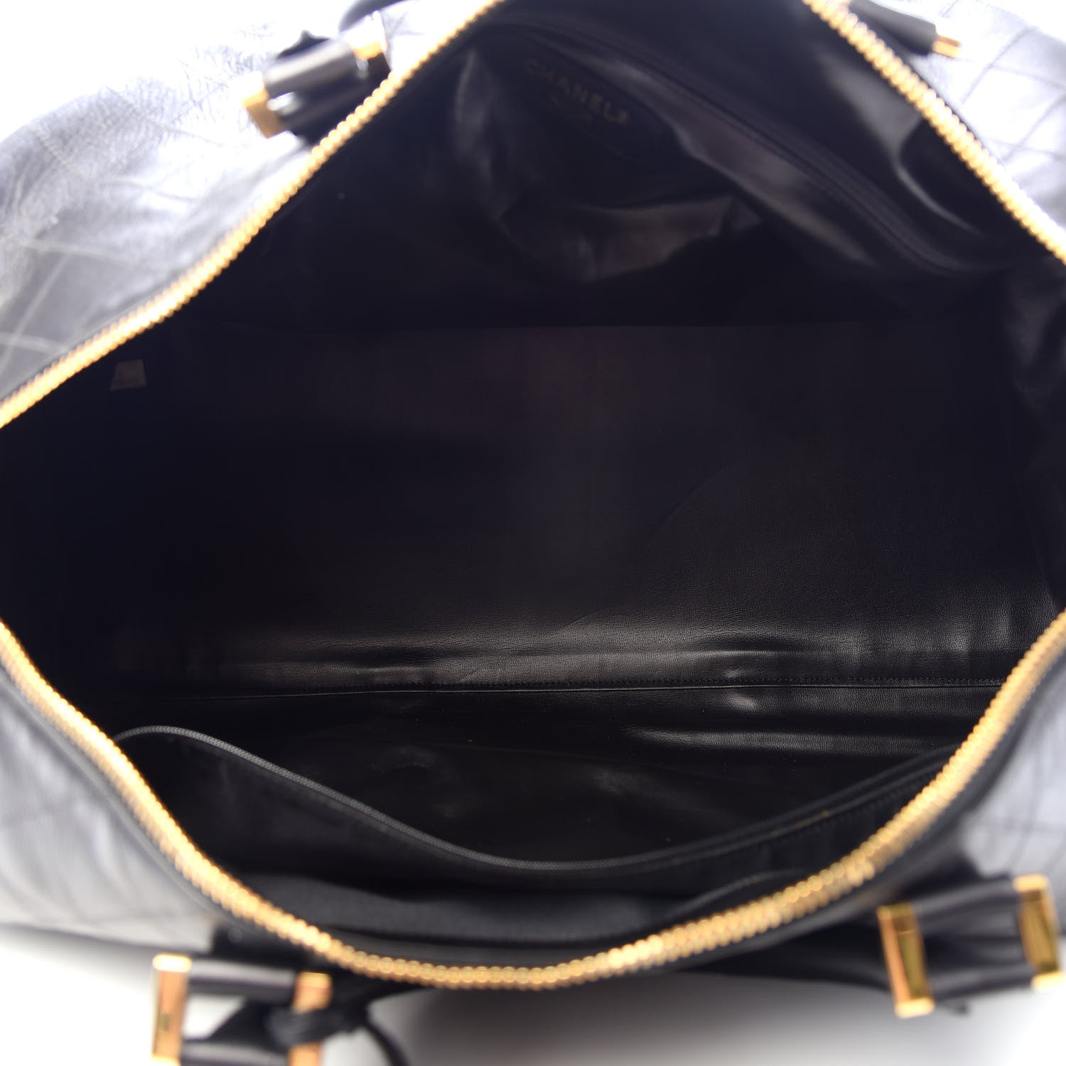 Chanel Calfskin Diamond Stitched Duffle Bag Black 4 of 9