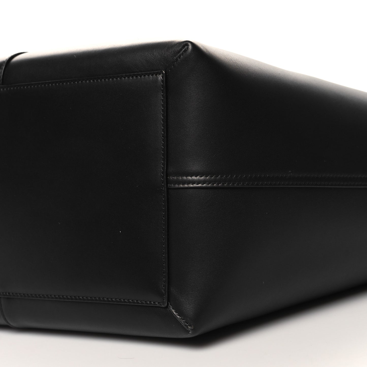 Smooth Calfskin Maxi Trapezoid Shopping Tote Black
