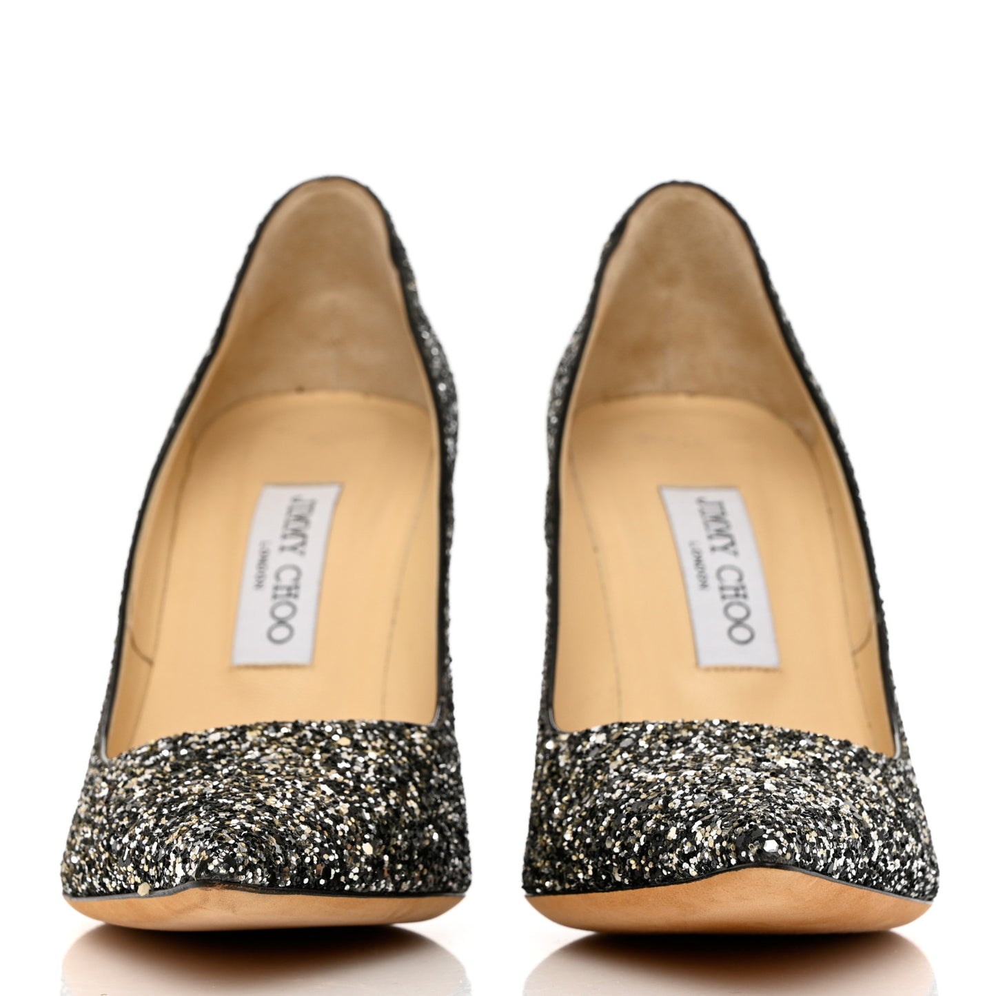 Coarse Glitter Degrade Pointy Toe Romy 100 Pumps 39.5 Black Silver