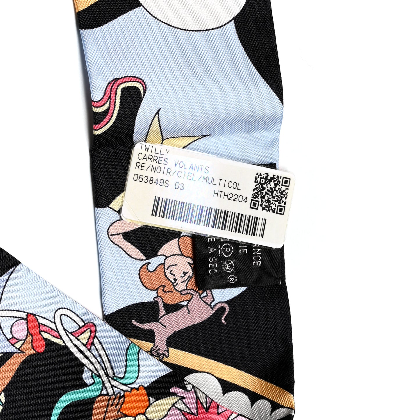 Silk Carres Volants Twilly Black Ciel Multicolor