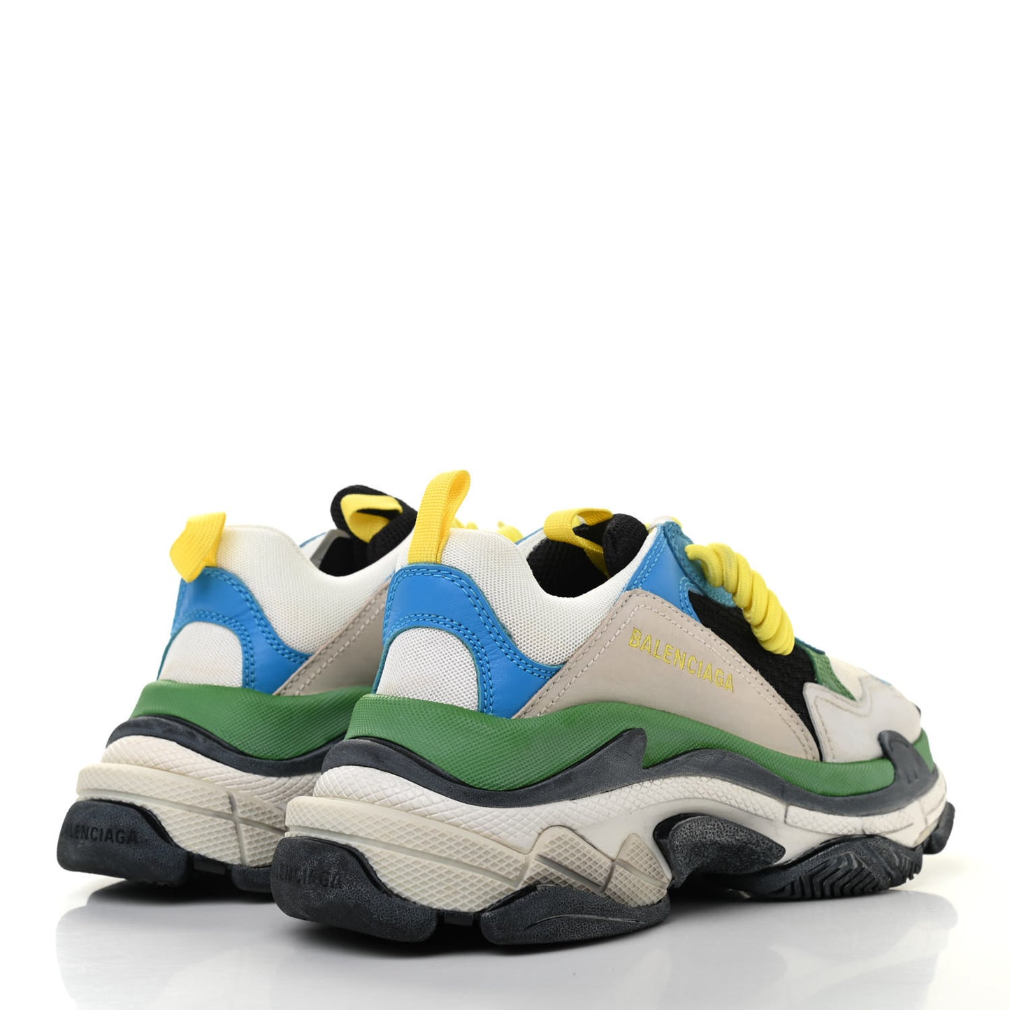 Fabric Mesh Nappa Mens Triple S Sneakers 39 Bleu White Vert Jaune