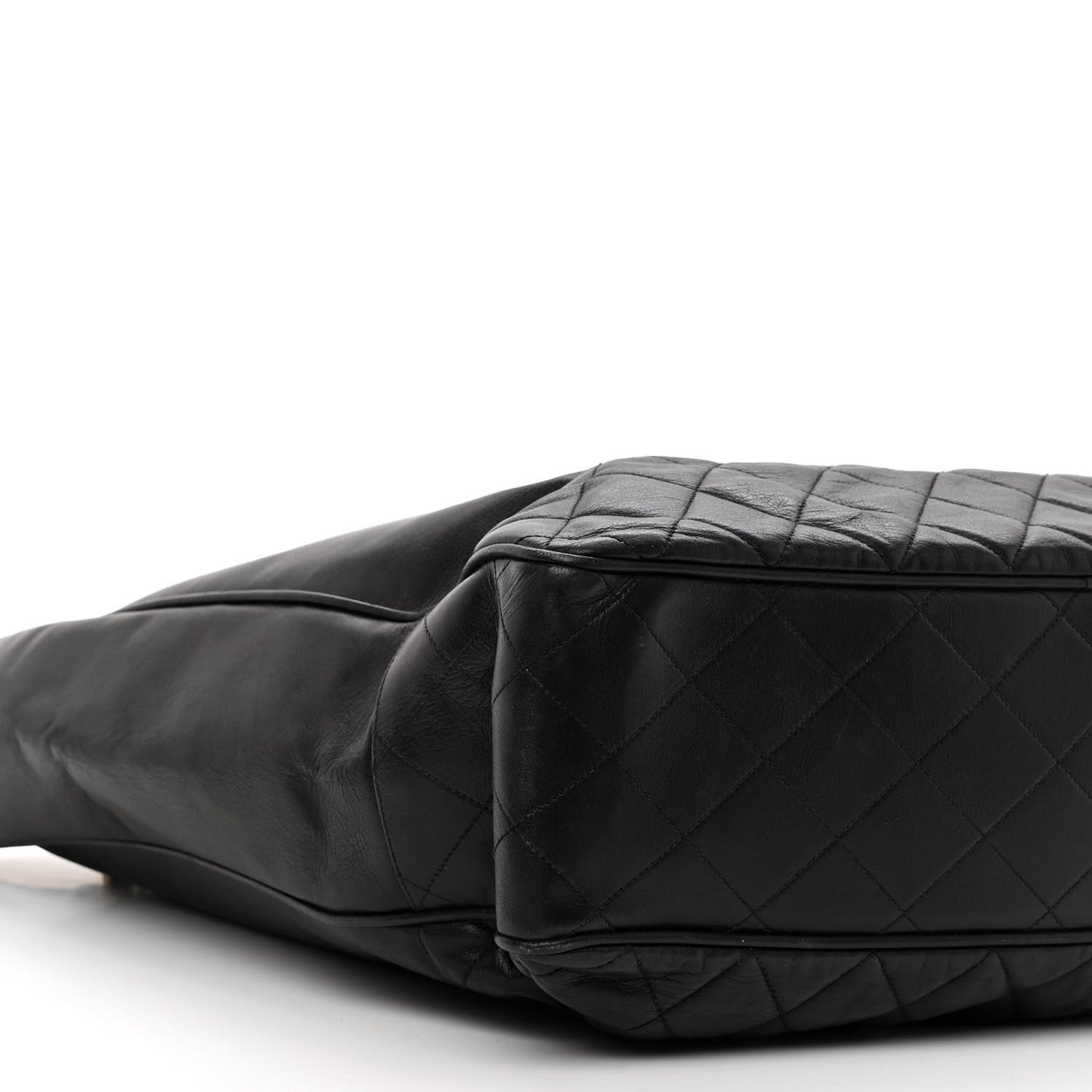 Lambskin Quilted CC Shopping Tote Black