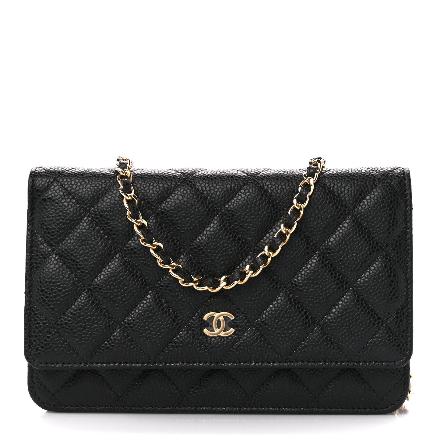Caviar Quilted Wallet on Chain WOC Black