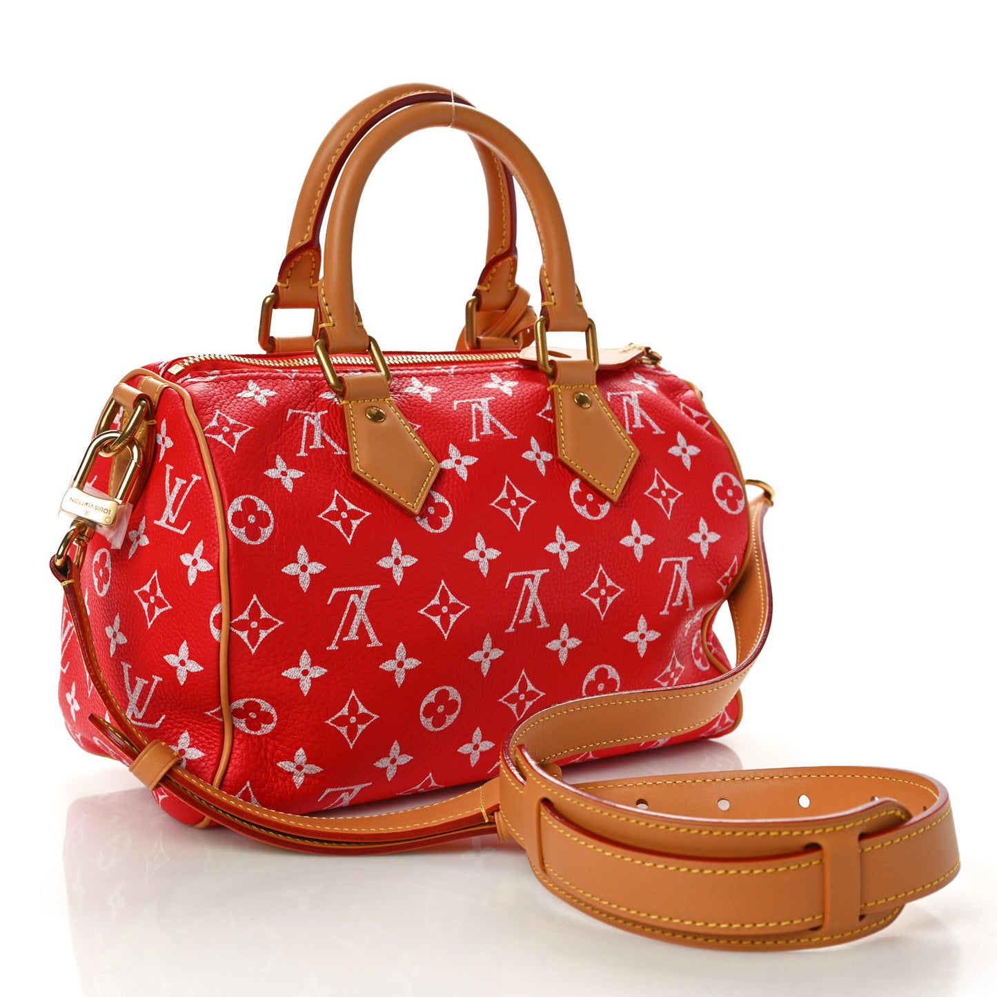 Soft Calfskin Monogram Speedy P9 Bandouliere 25 Red