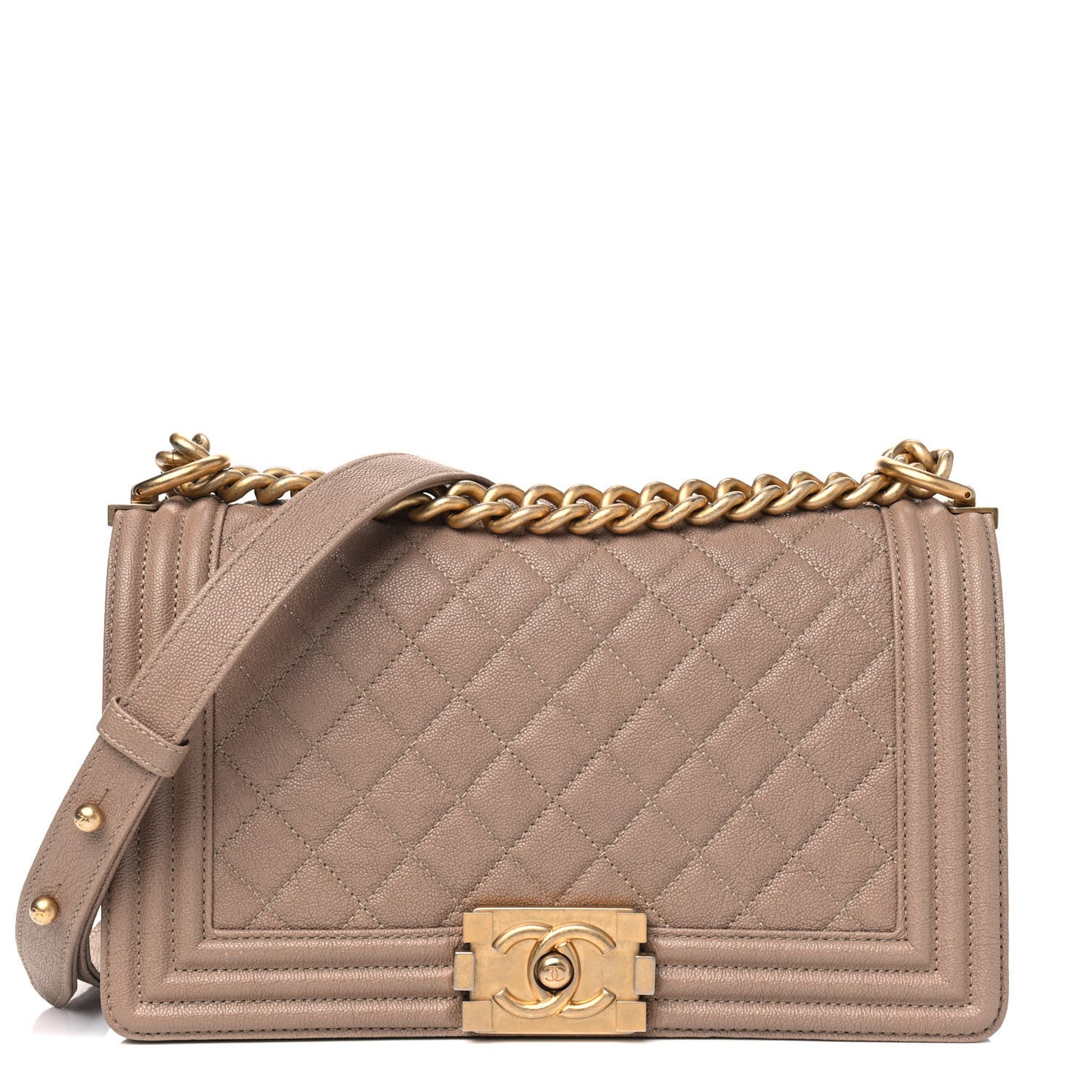 Caviar Quilted Medium Boy Flap Beige