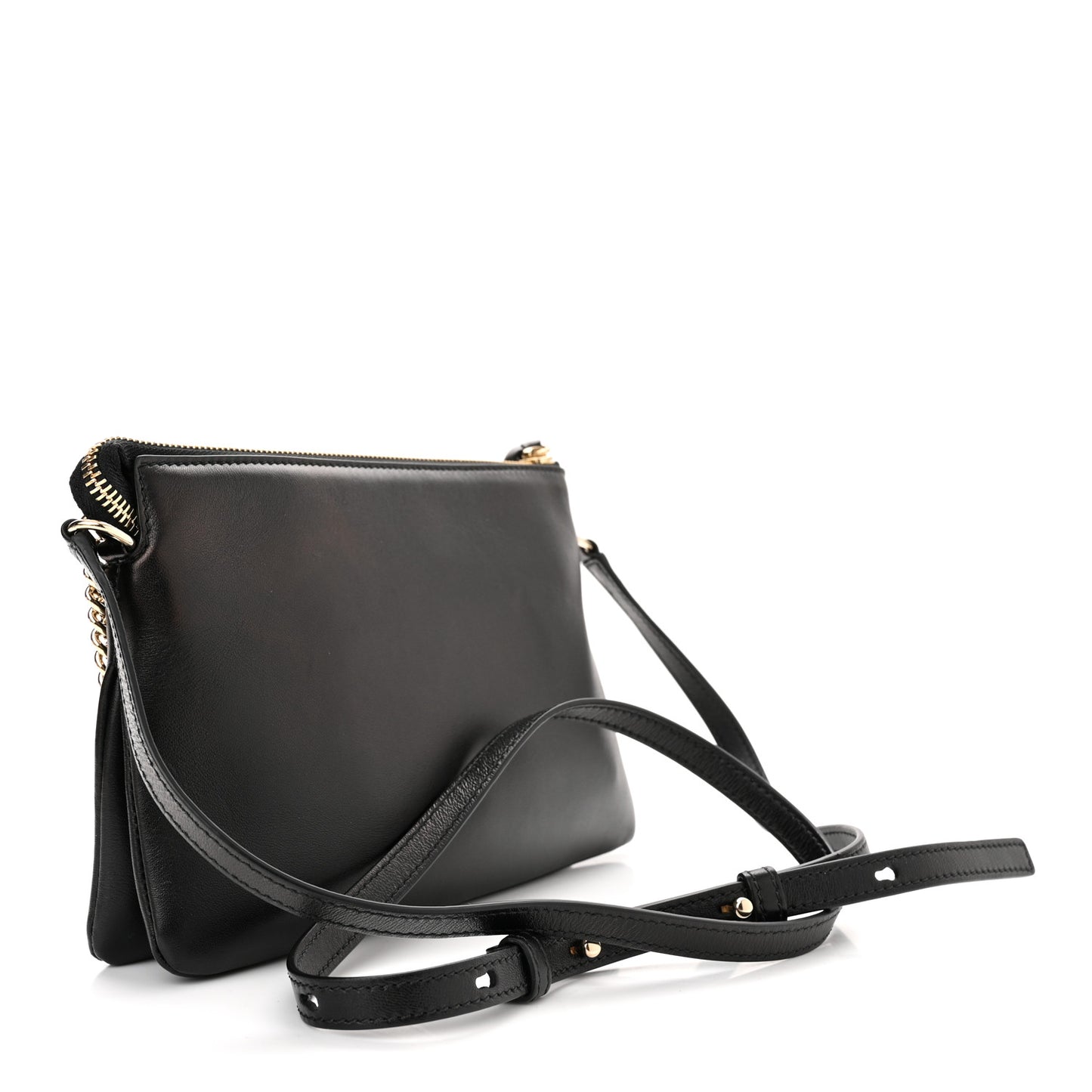 Supple Lambskin Small Faye Soft Zippered Shoulder Bag Black