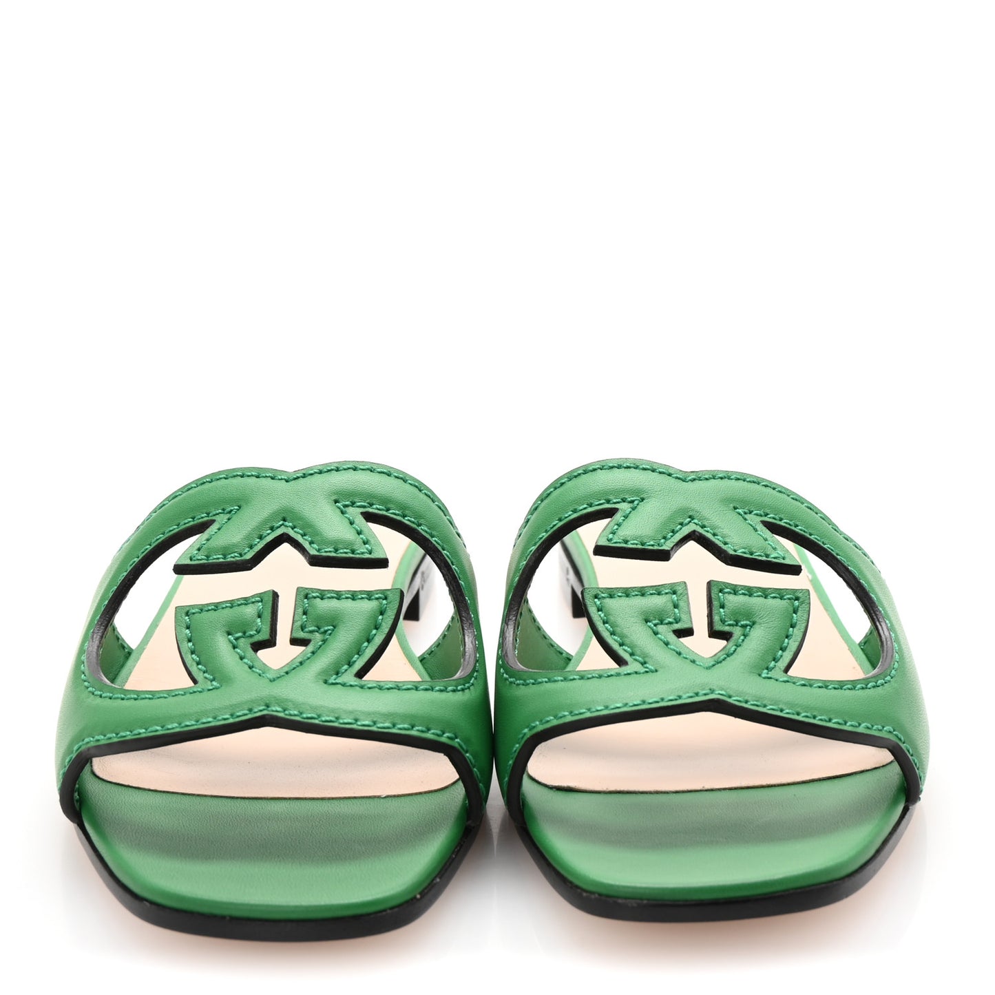 Cosmos Softy Calfskin Interlocking G Cut Out Slide Sandals 35 New Shamarock