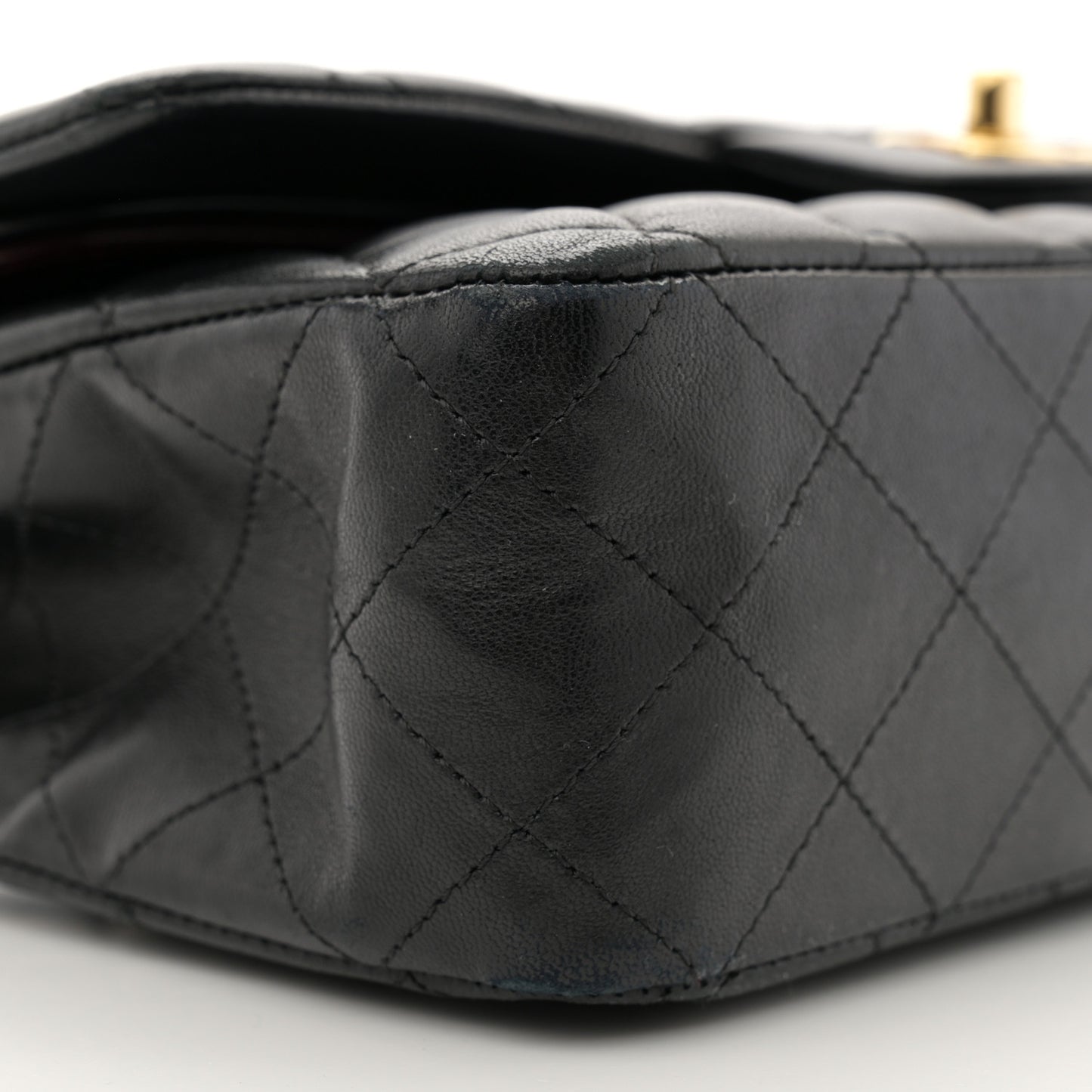Lambskin Quilted Medium Double Flap Black