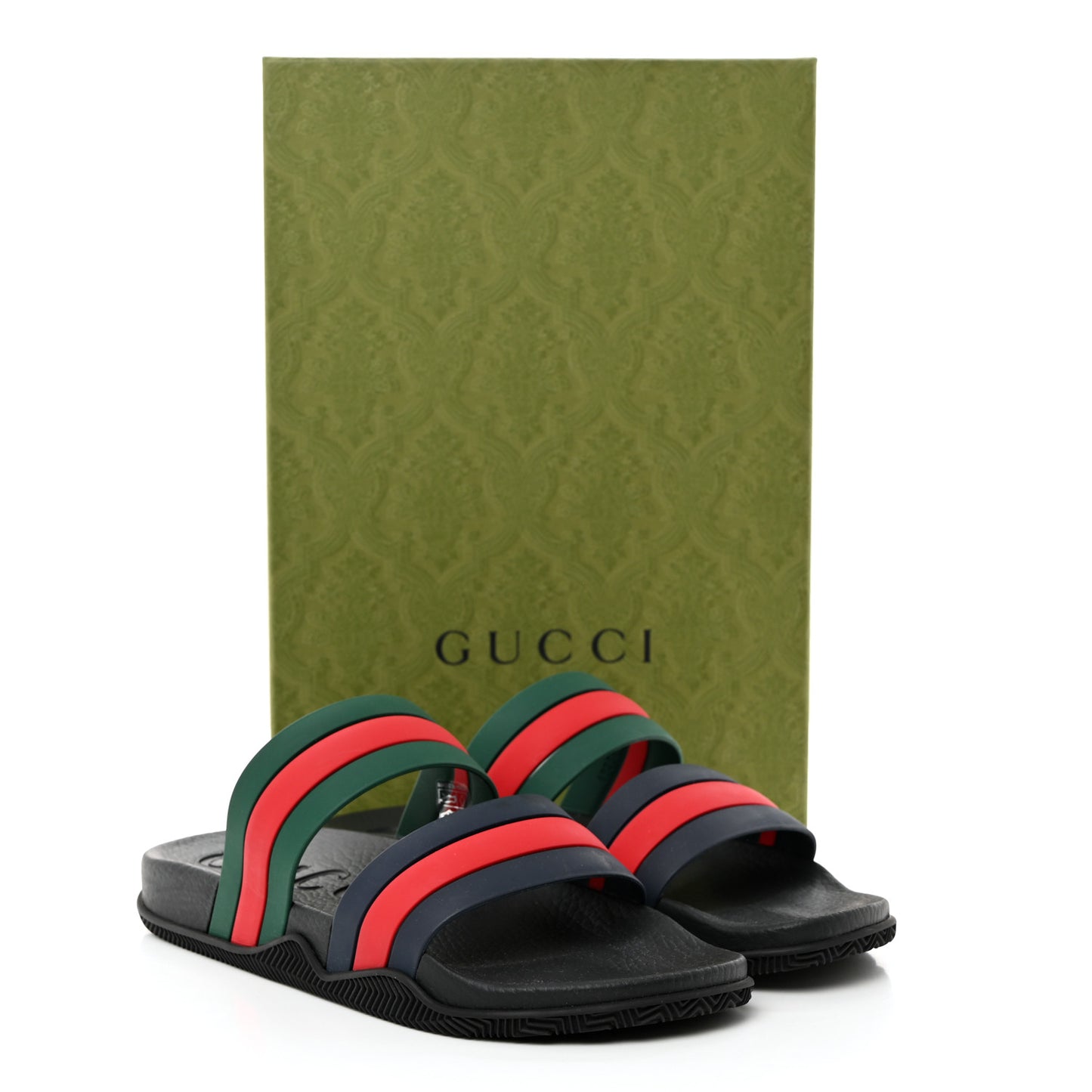 Rubber Web Mens Slide Sandals 10 Green Red