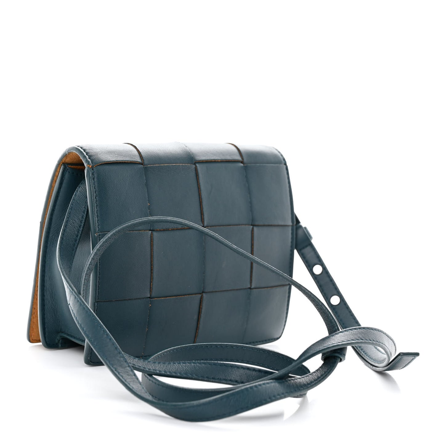 Lambskin Maxi Intrecciato Mini Cassette Crossbody Bag Petrol Blue