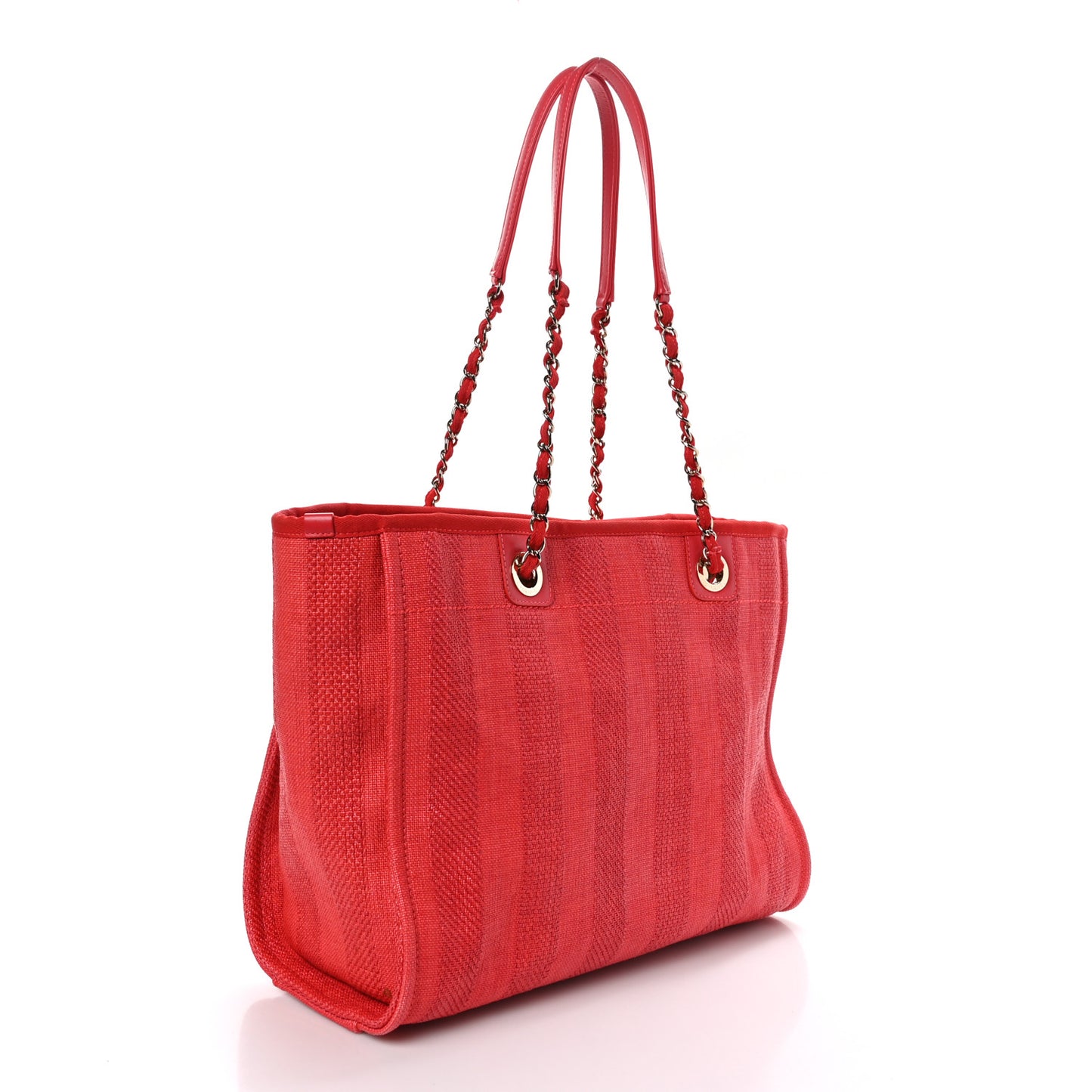 Mixed Fibers Striped Small Deauville Tote Red