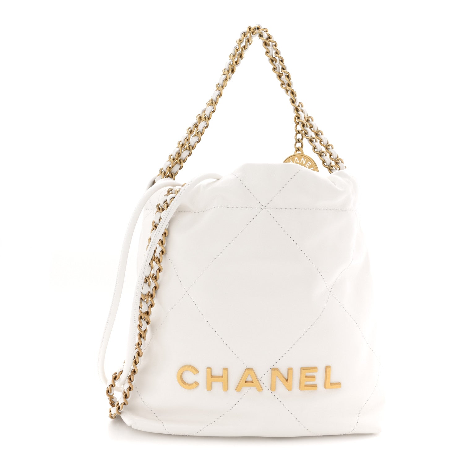 Chanel Shiny Calfskin Quilted Mini Chanel 22 White 1858226