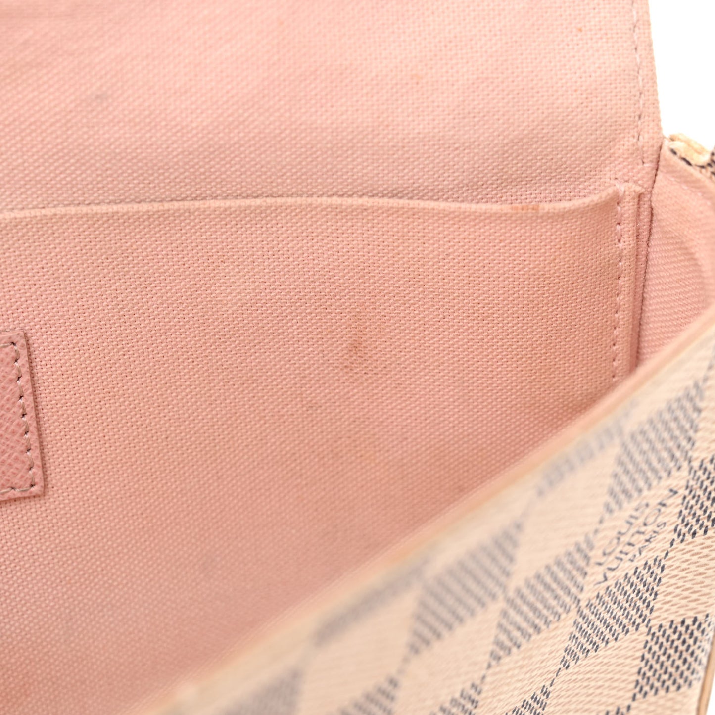 Damier Azur Pochette Felicie Chain Wallet Rose Ballerine