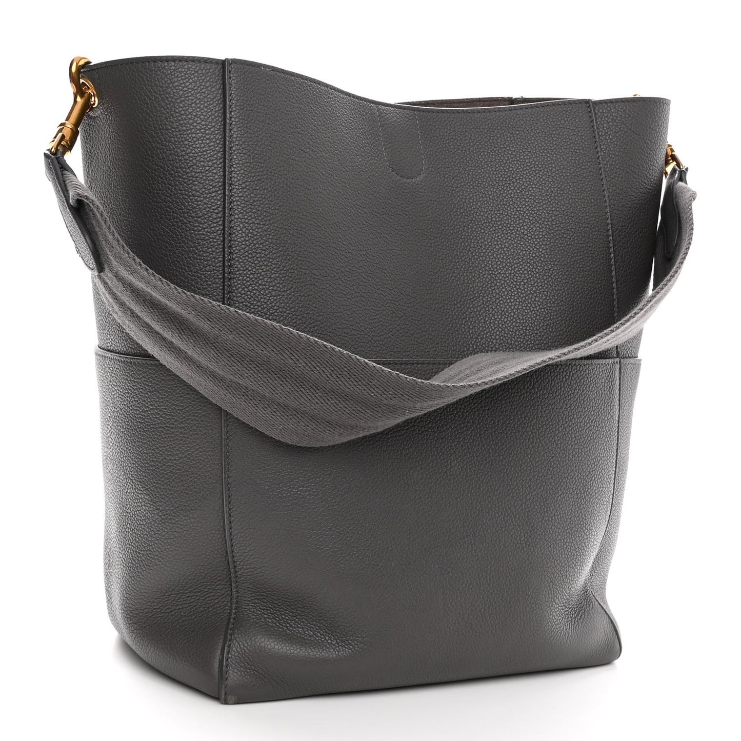 Soft Grained Calfskin Sangle Bucket Bag Kohl