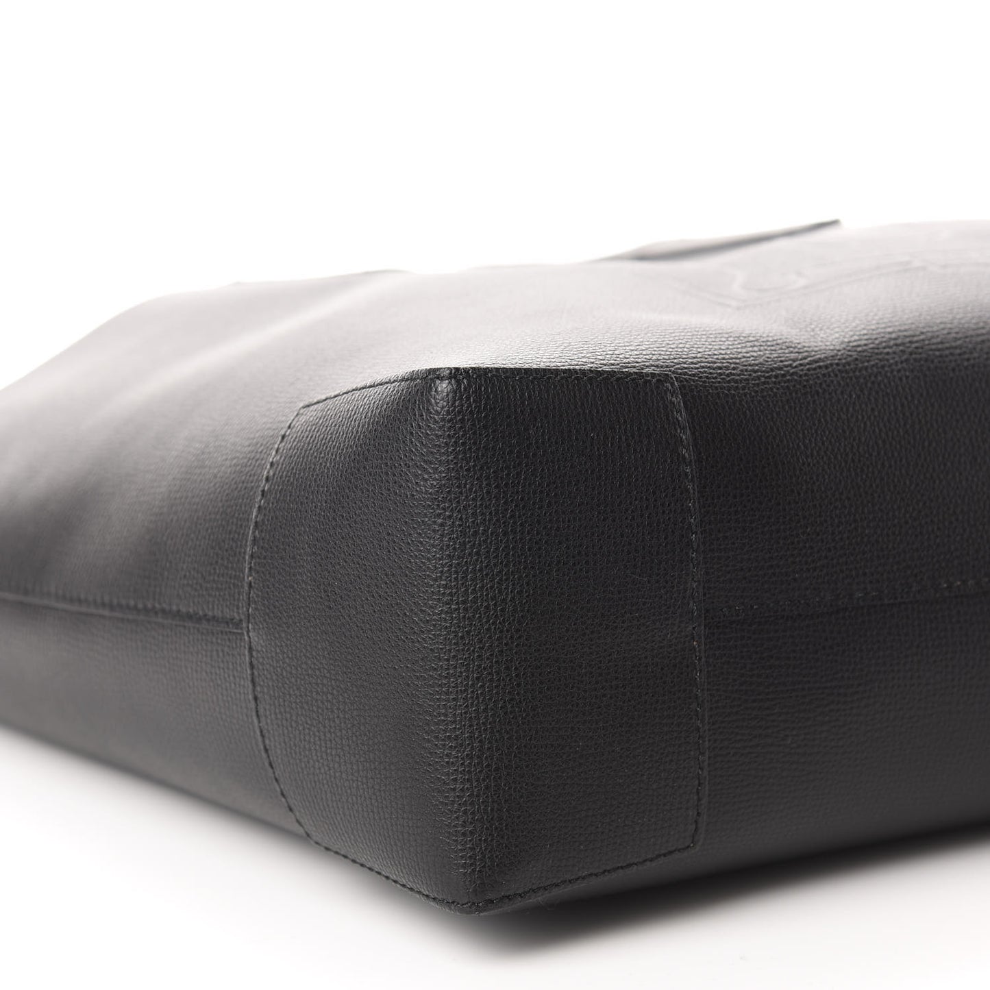 Calfskin TB Motif Embossed Medium Tote Black