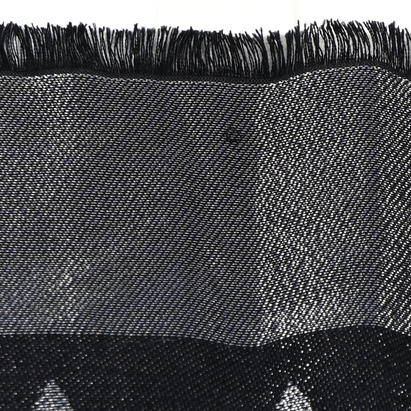 Silk Lurex Wool Monogram Shine Shawl Black