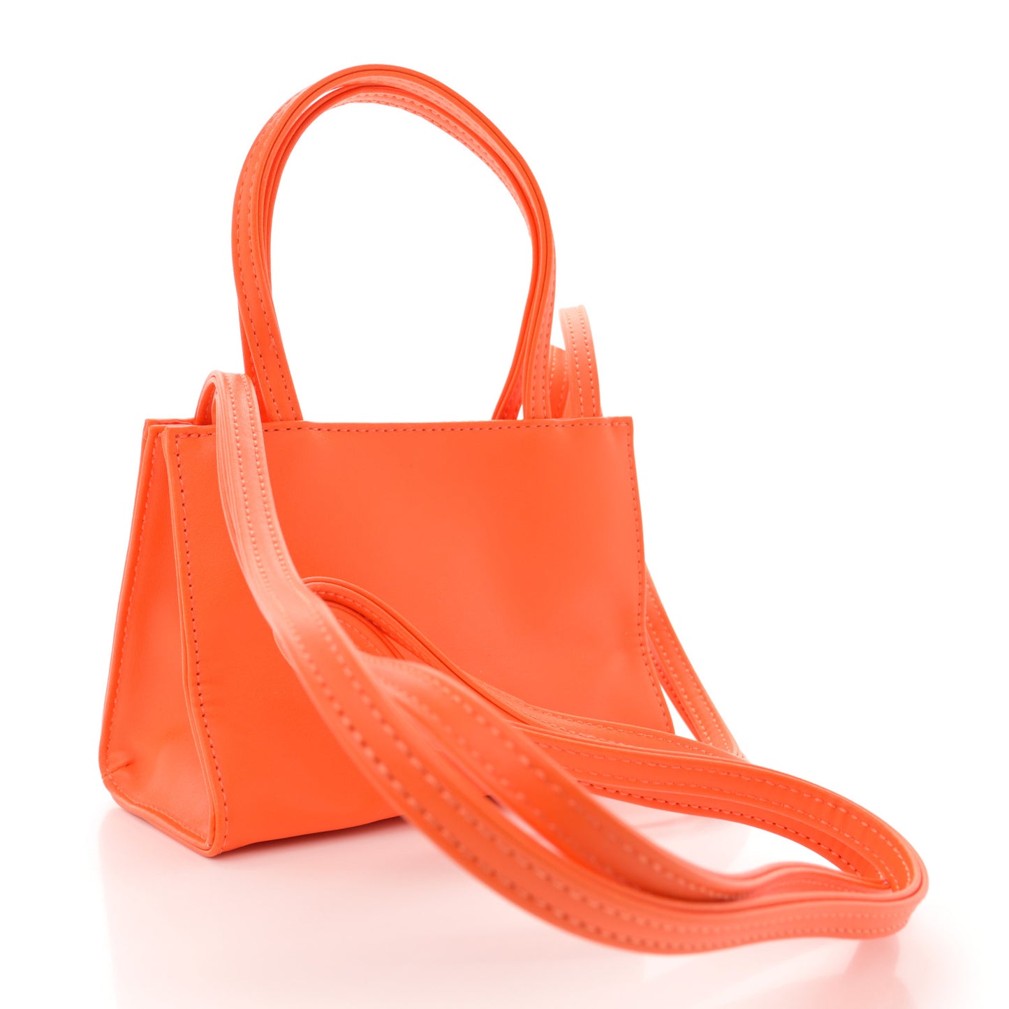 Vegan Leather Small Shopping Bag Orange