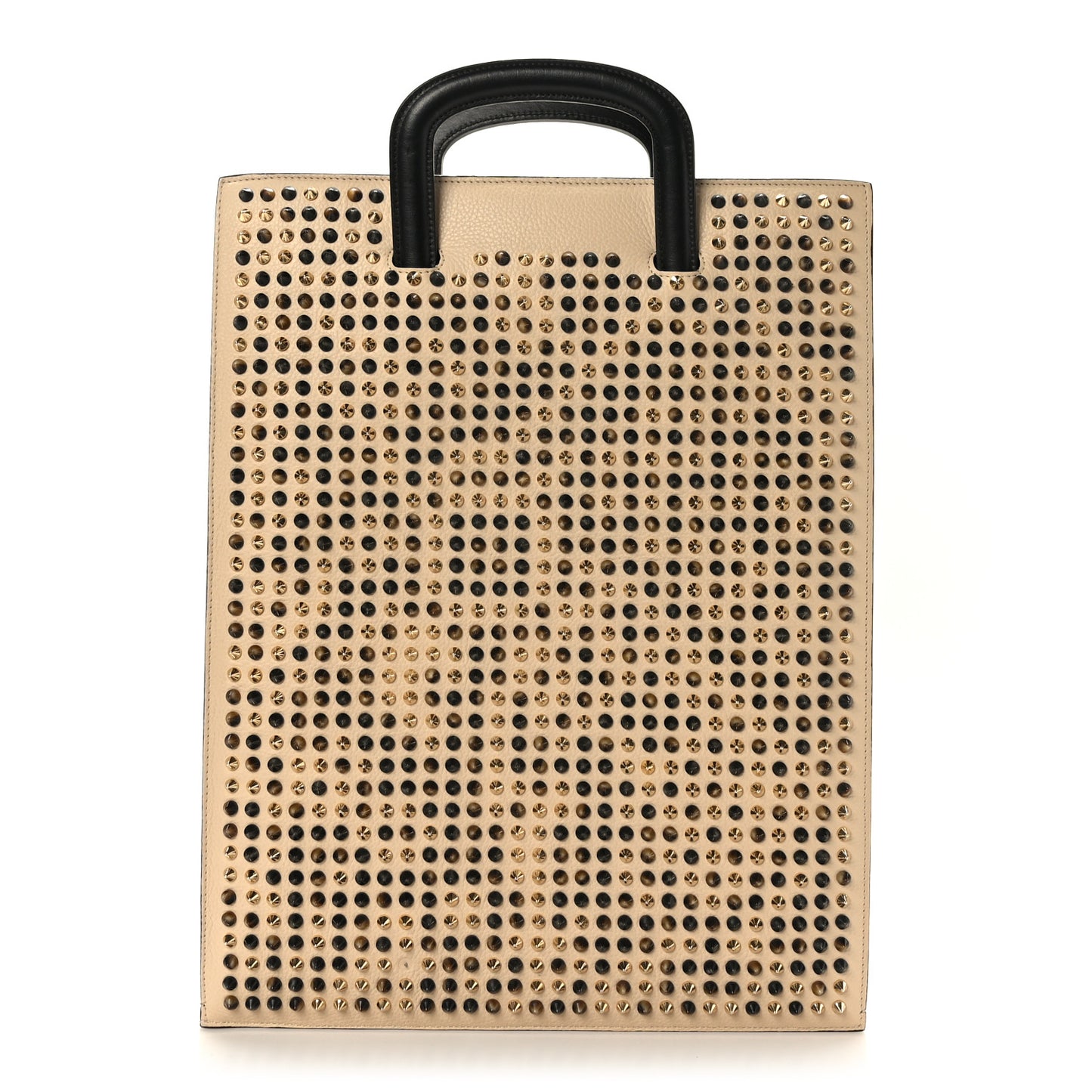 Calfskin Spiked Large Trictrac Portfolio Bag Beige