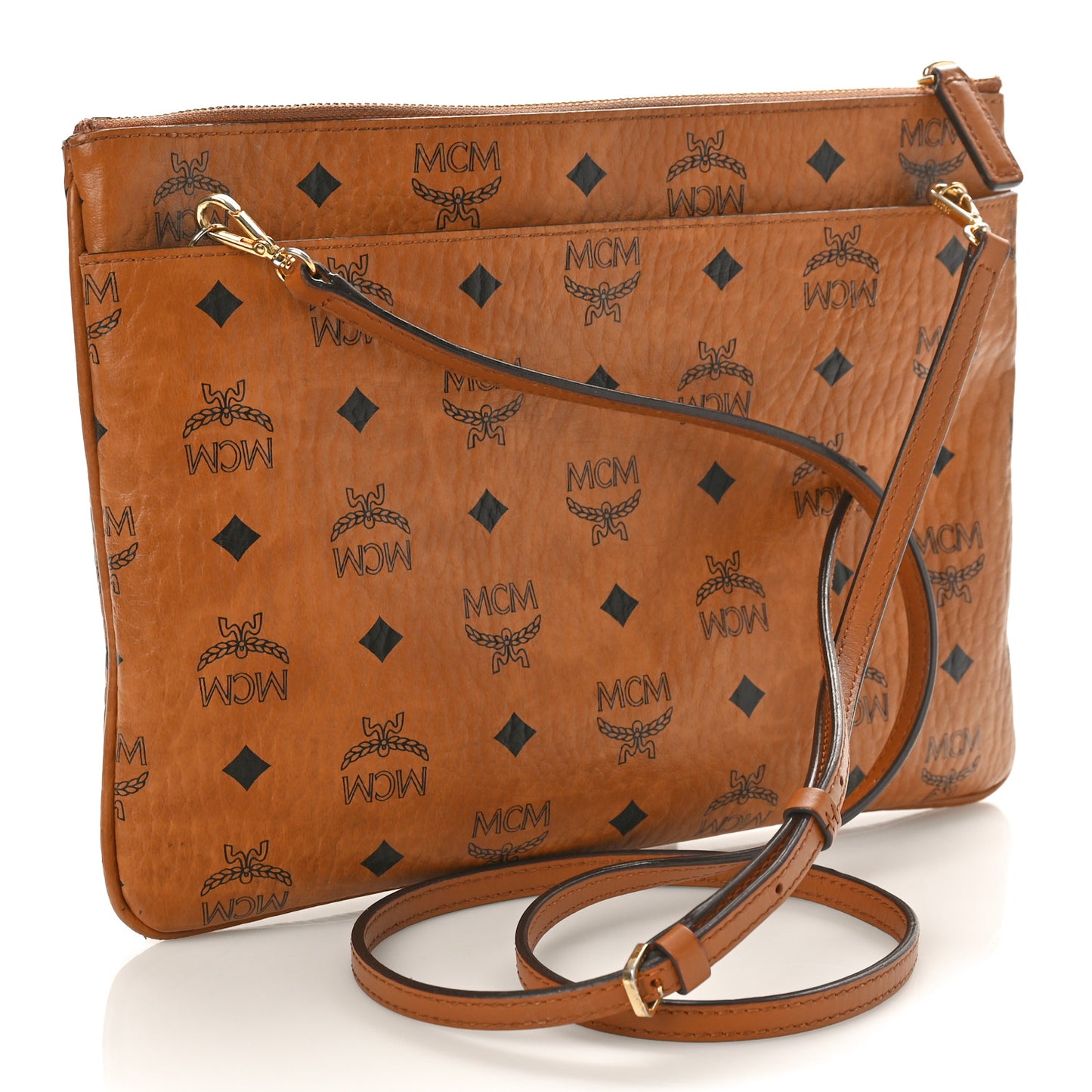 Visetos Medium Crossbody Pouch Cognac