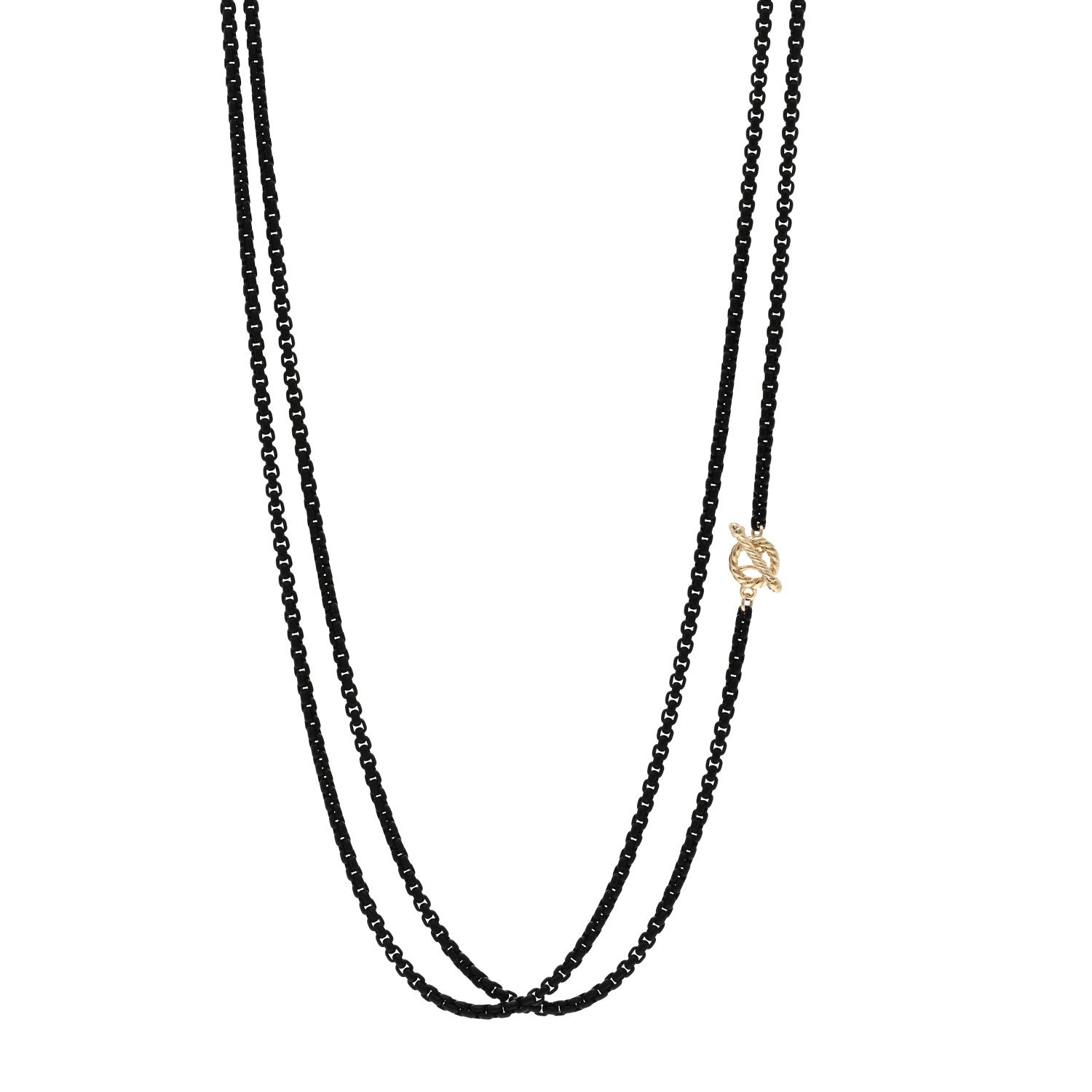 David Yurman Stainless Steel 14K Yellow Gold Acrylic Bel Aire Chain Necklace Black 1 of 5