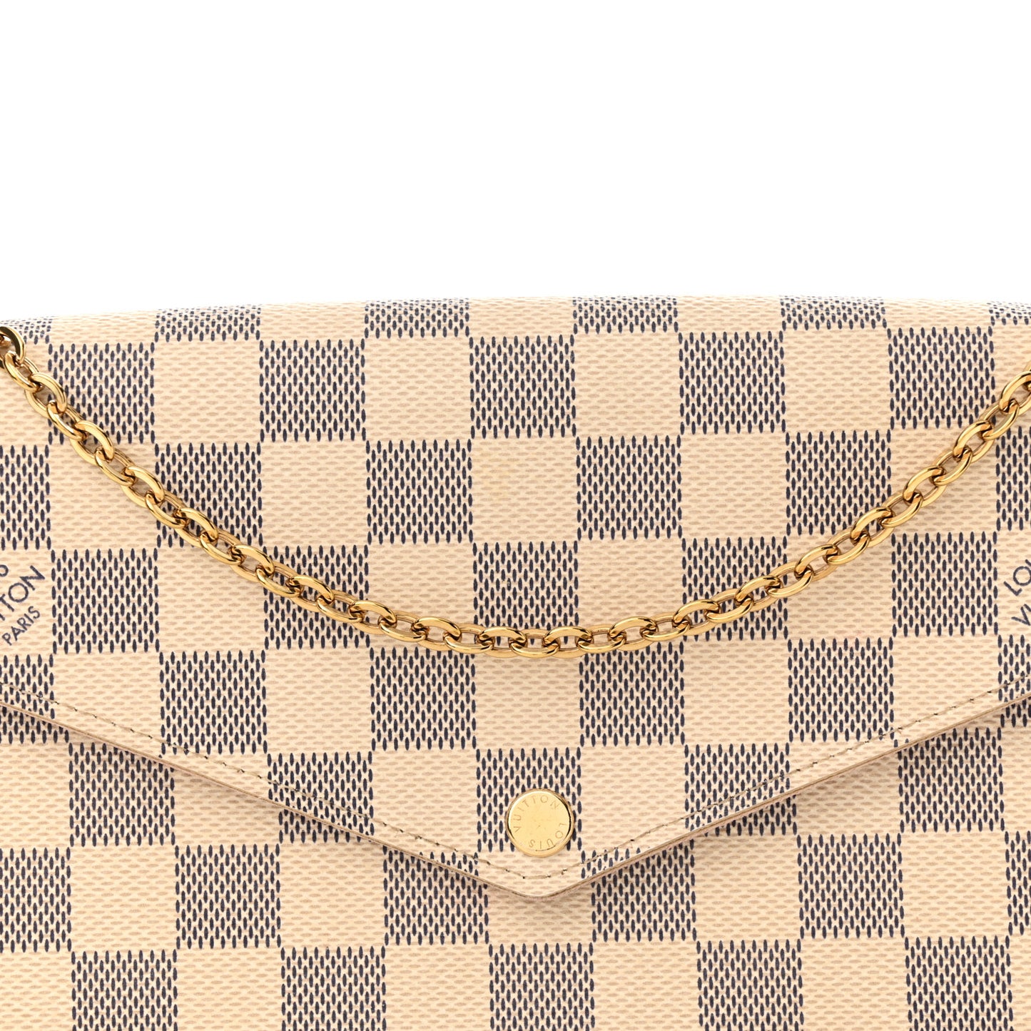 Damier Azur Pochette Felicie Chain Wallet Rose Ballerine