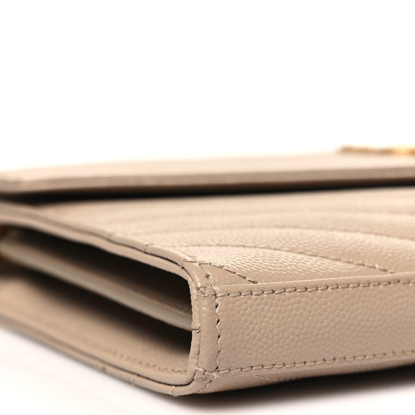 Grain De Poudre Matelasse Chevron Monogram Chain Wallet Nude Powder