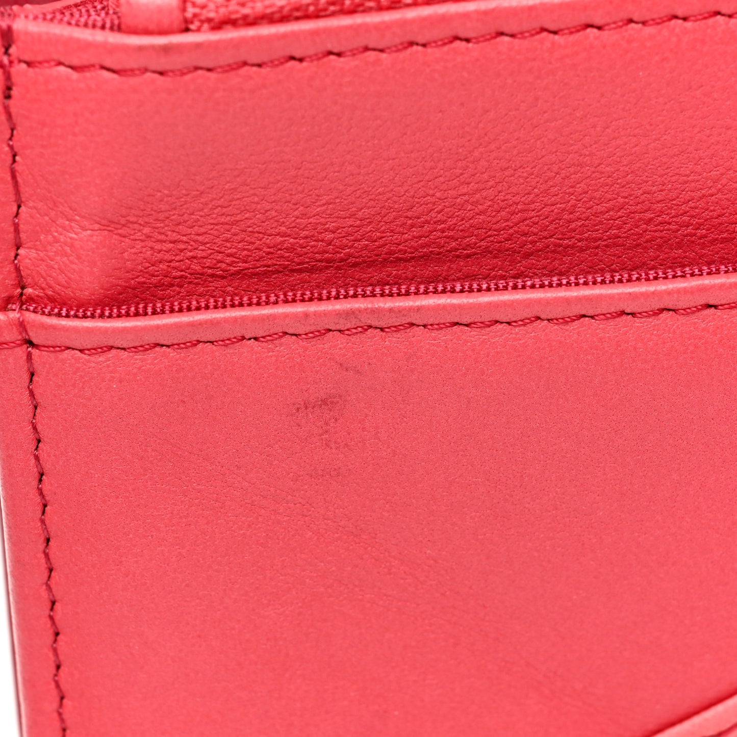 Lambskin Chevron Wallet On Chain WOC Dark Pink Multicolor