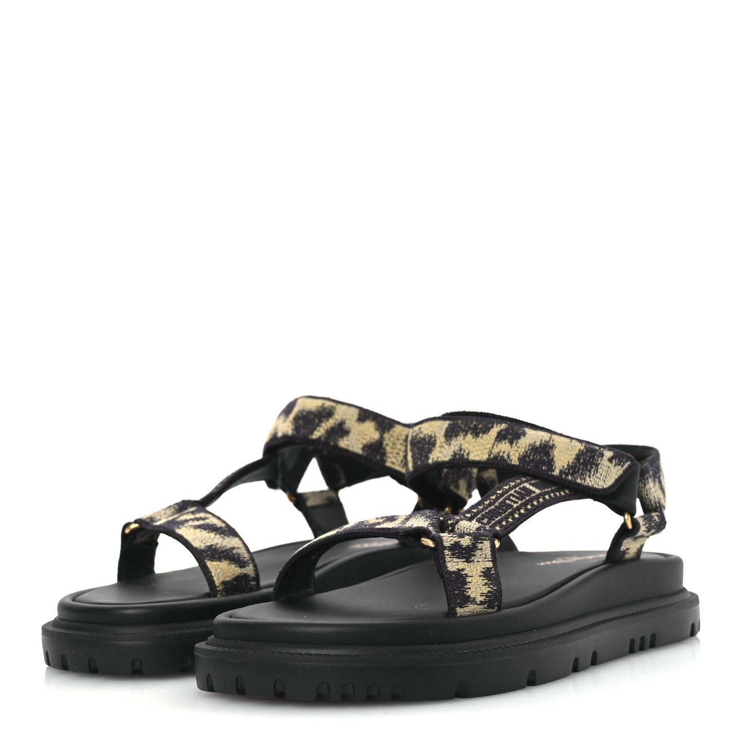 Canvas Embroidered Mizza Print 10mm D-Wave Sandals 37 Beige Multicolor