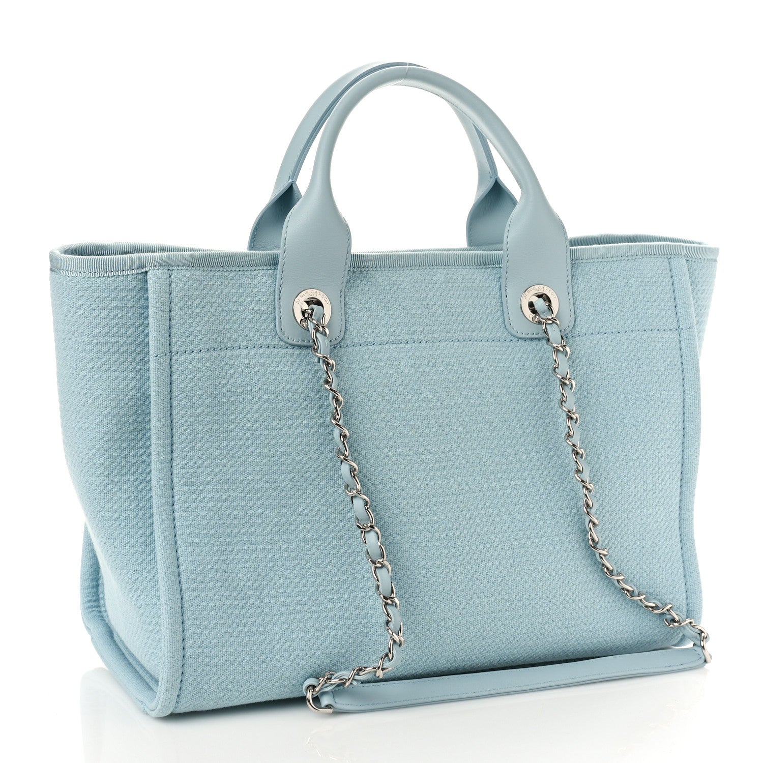 Chanel Mixed Fibers Small Deauville Tote Light Blue 4 of 10