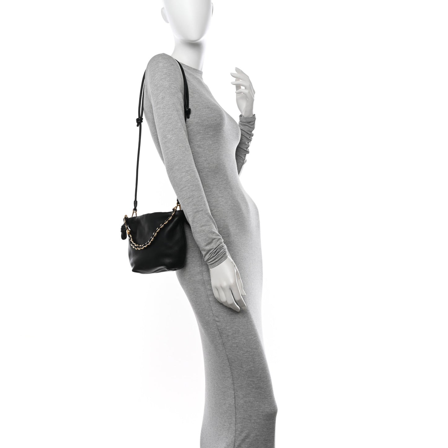 Nappa Calfskin Mini Flamenco Knot Clutch With Chain Black