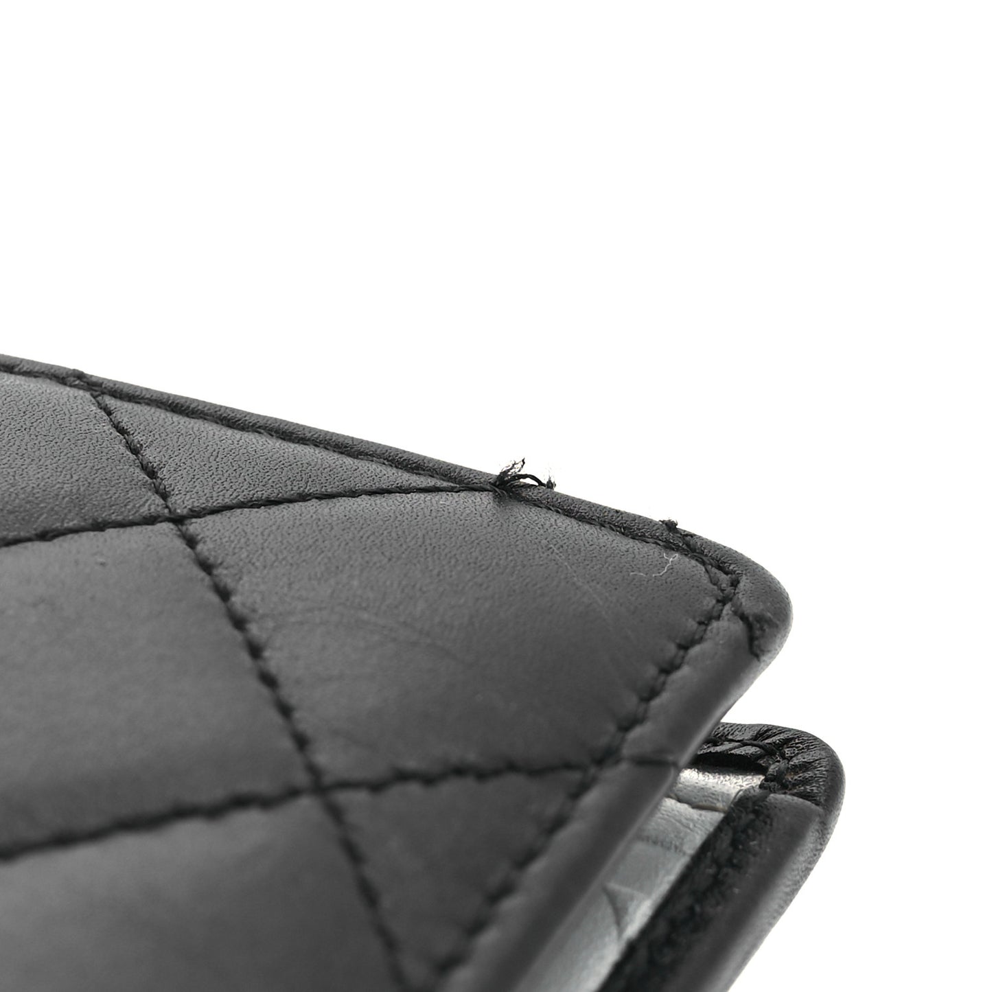 Calfskin Quilted Cambon Yen Wallet Black Silver